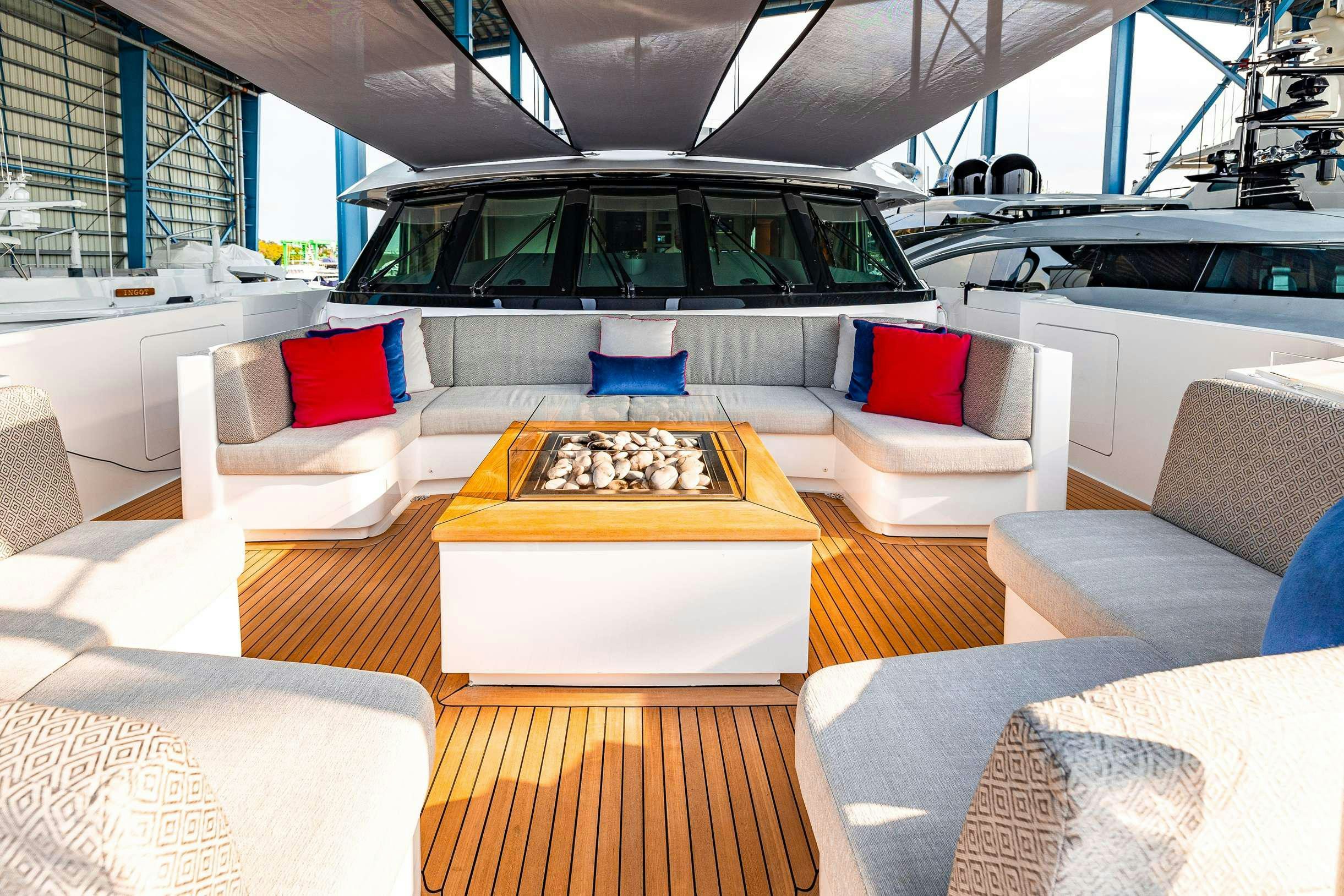 inside of a car aboard NO BAD IDEAS Yacht for Charter