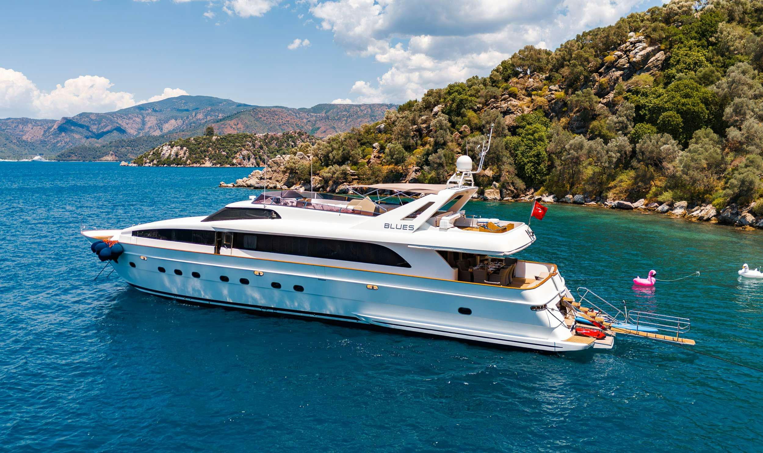 a boat in the water aboard BLUES Yacht for Charter