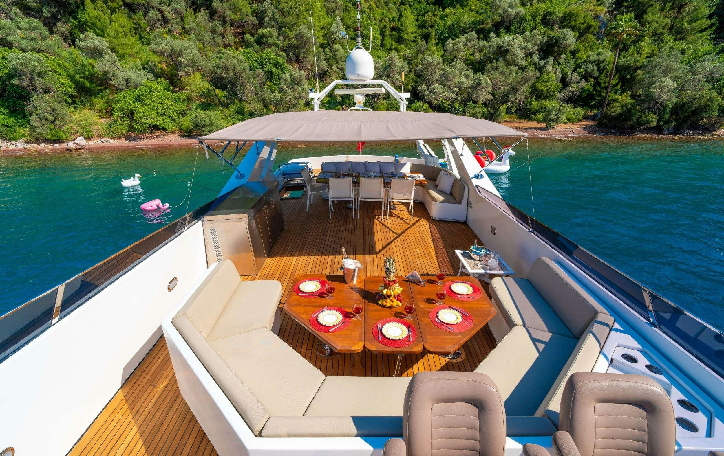 a boat on the water aboard BLUES Yacht for Charter