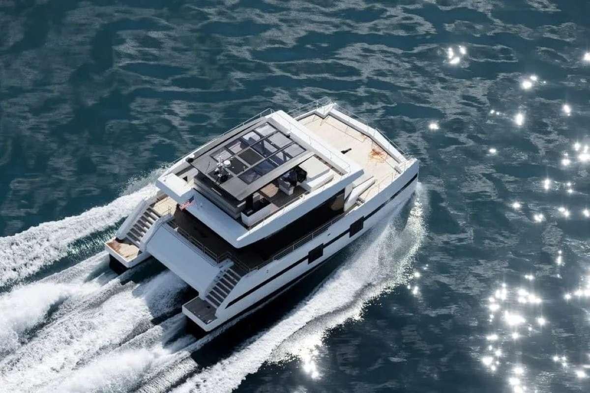 a high angle view of a boat aboard MARIA THERESE Yacht for Charter