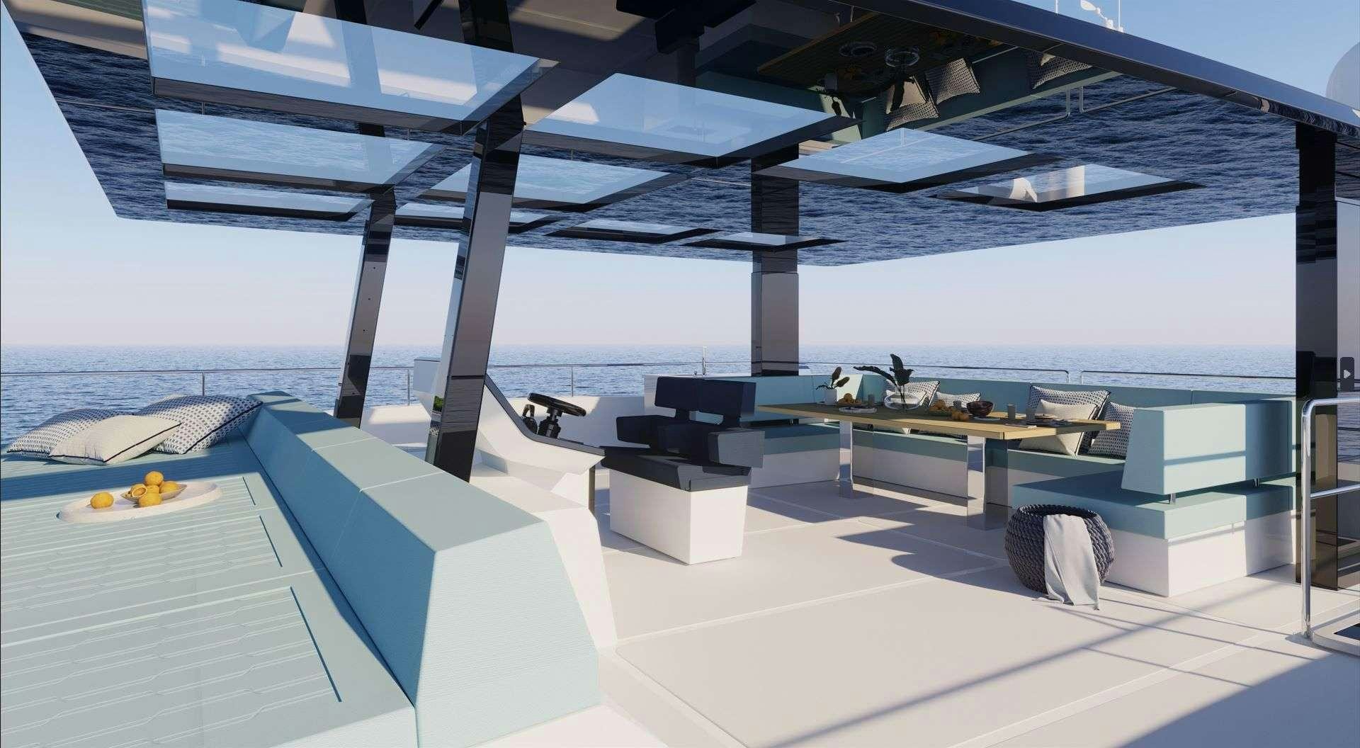 a room with a table and chairs aboard MARIA THERESE Yacht for Charter