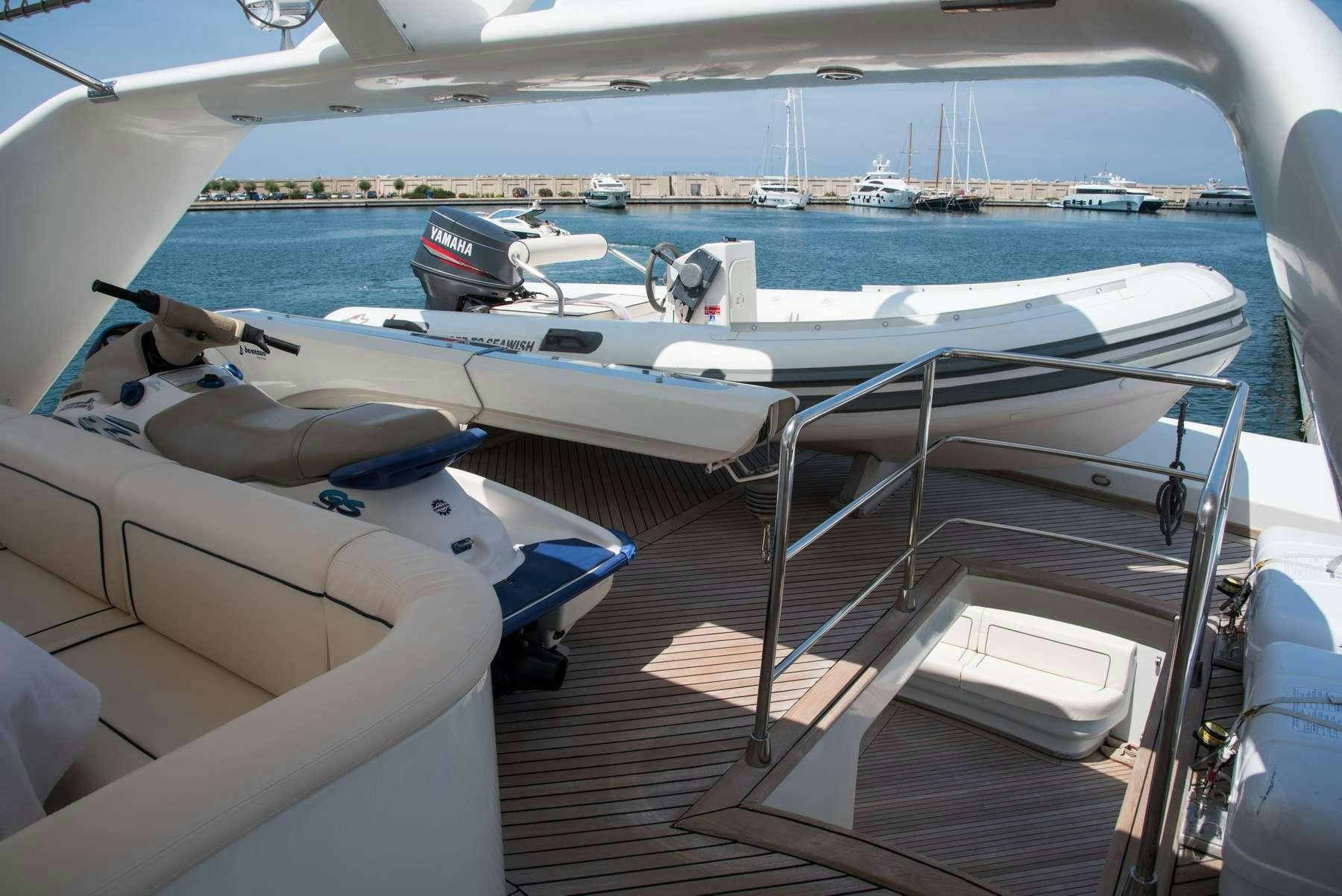 a boat with a deck and a deck with boats on it aboard ANNE MARIE Yacht for Charter