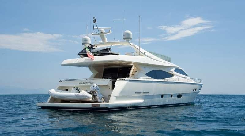 a white yacht in the water aboard PAMPERO Yacht for Charter