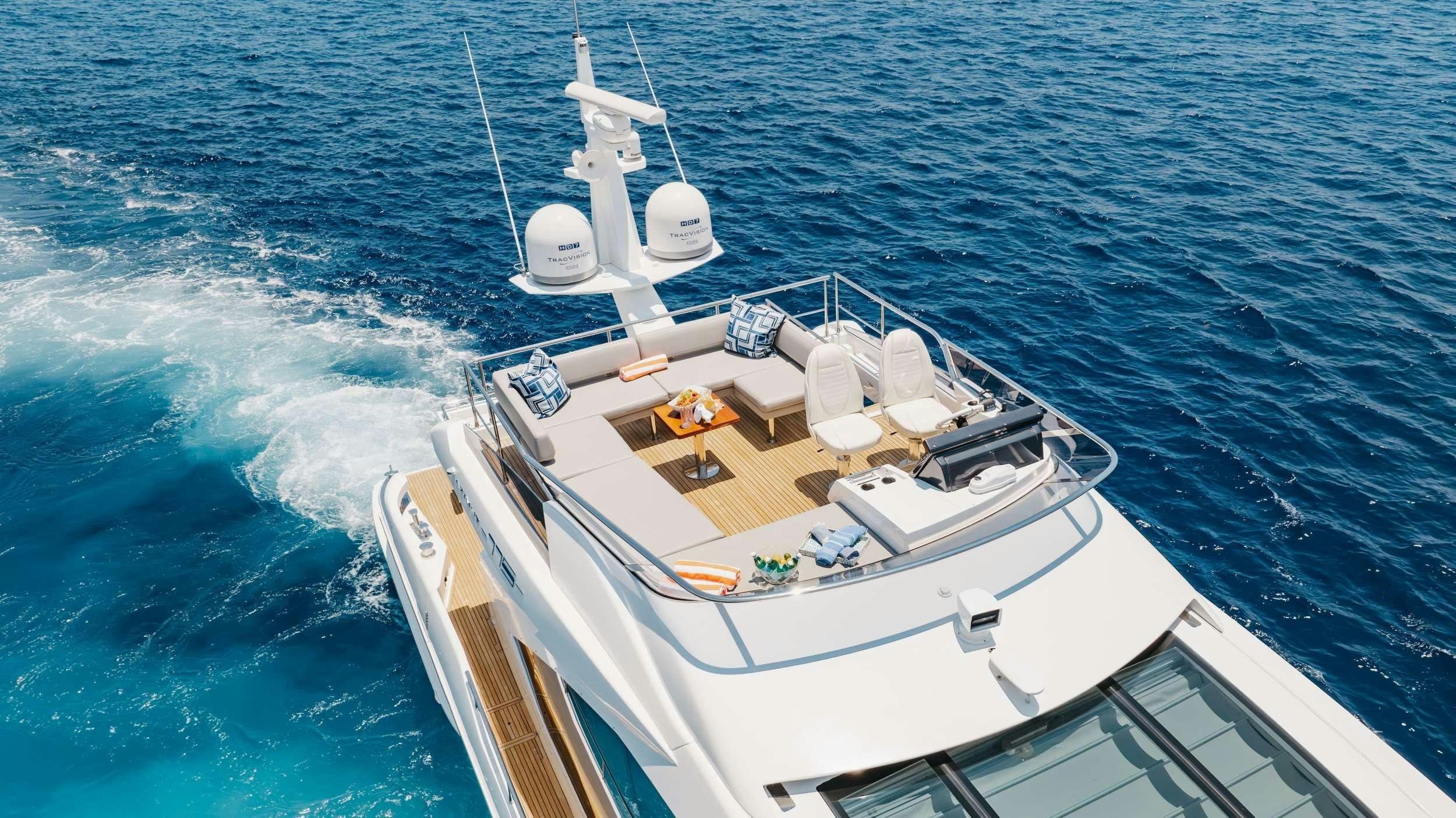a boat on the water aboard HIGH MAINTENANCE Yacht for Charter