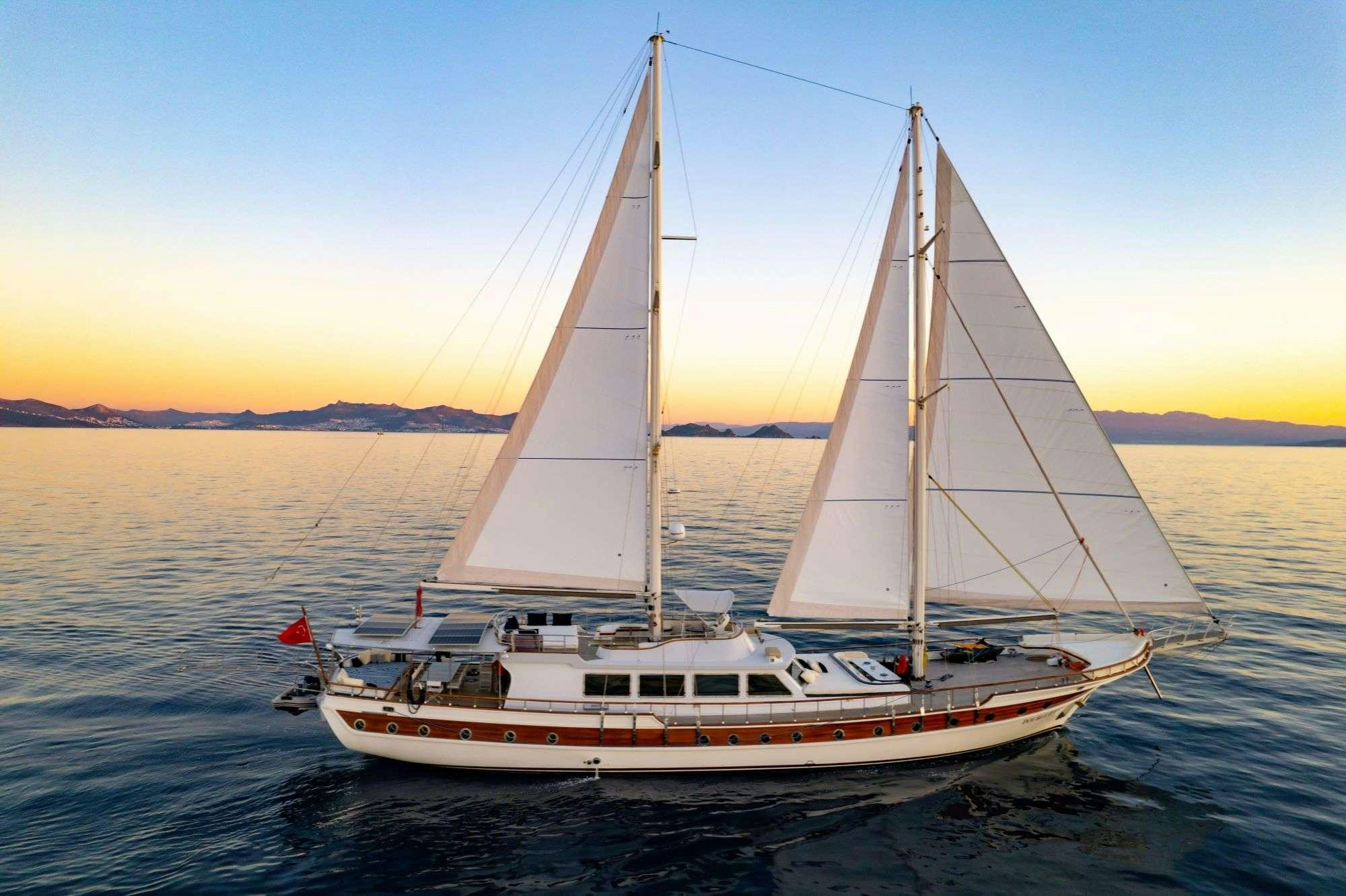 a sailboat on the water aboard DOUBLE EAGLE Yacht for Charter