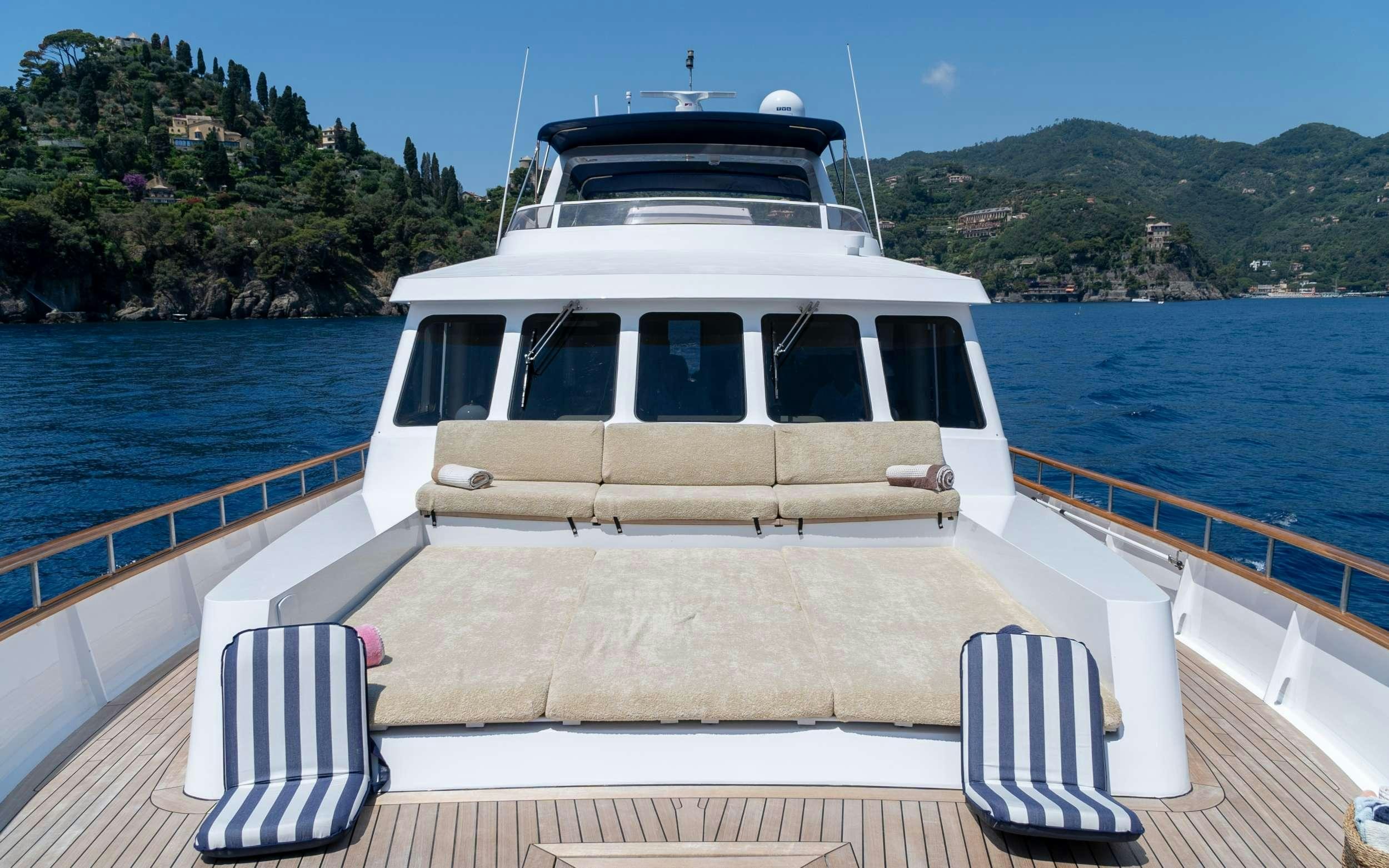 a boat on a body of water aboard LIBERTY OF LONDON Yacht for Charter