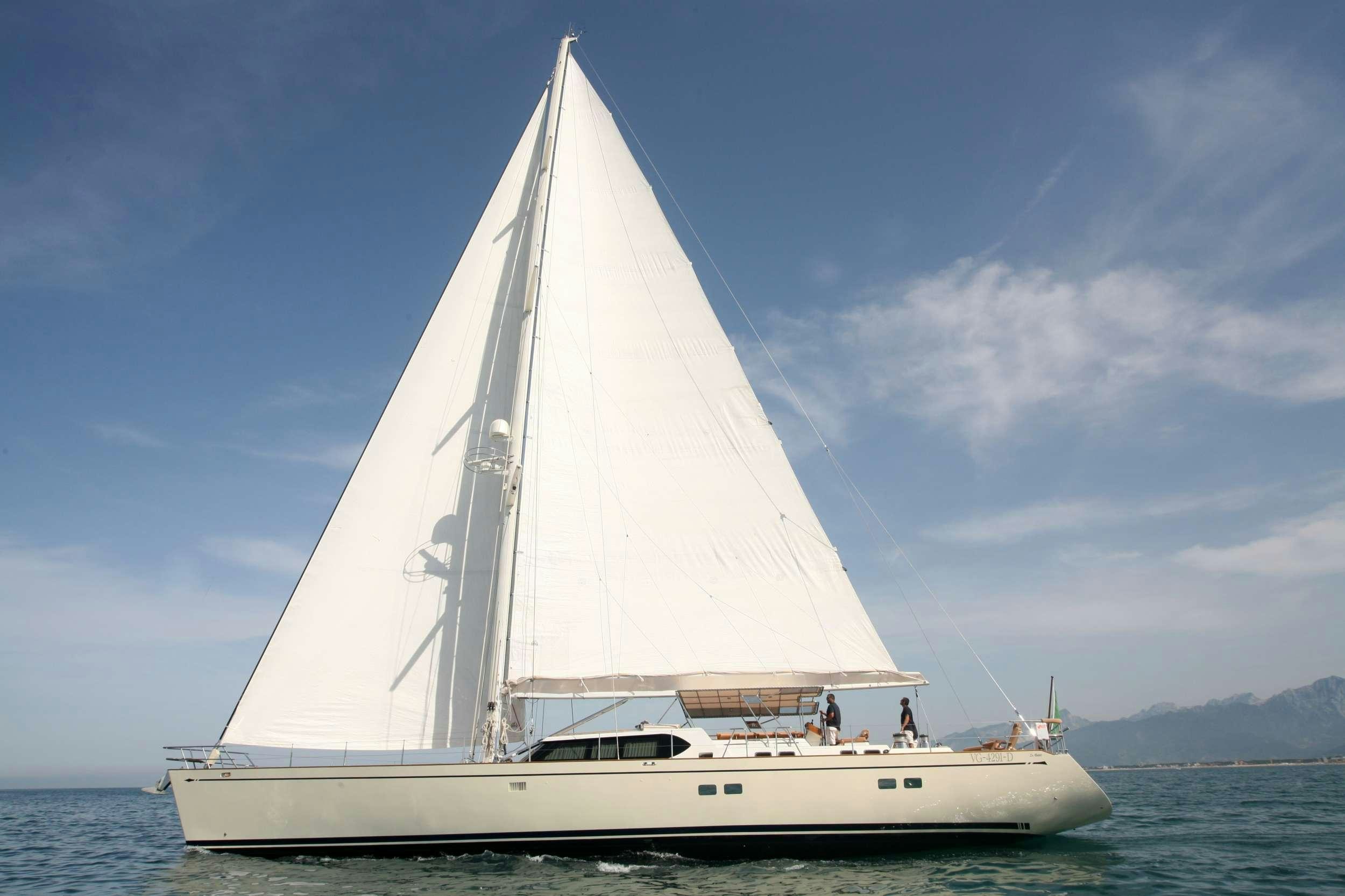 a white sailboat on the water aboard MARELLA Yacht for Charter