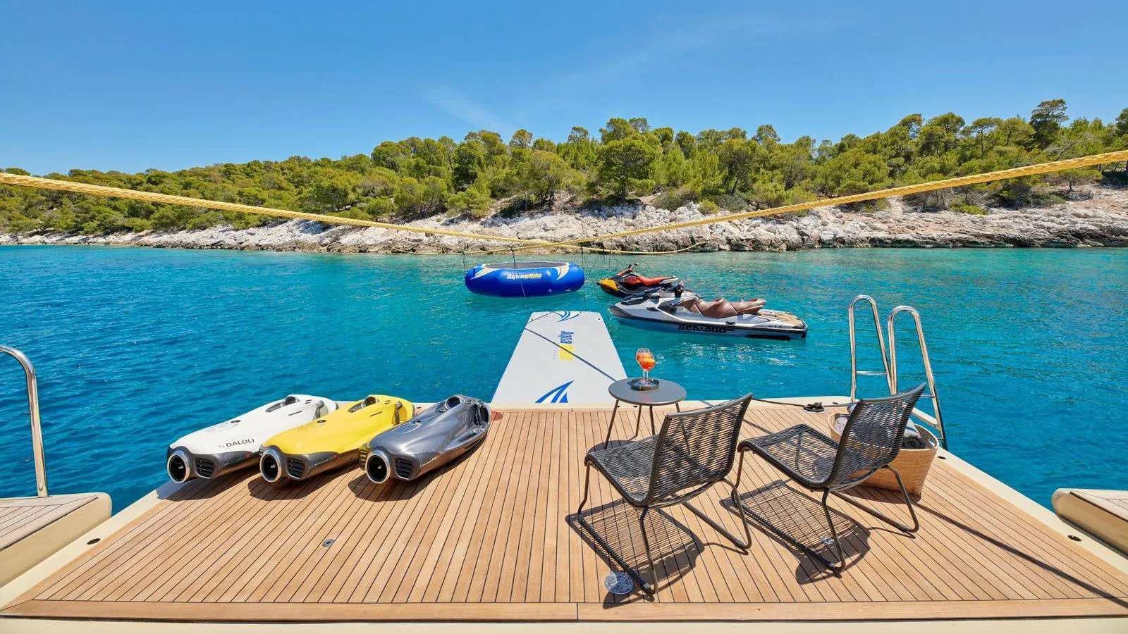 a boat on the water aboard PROMETHEUS I Yacht for Charter