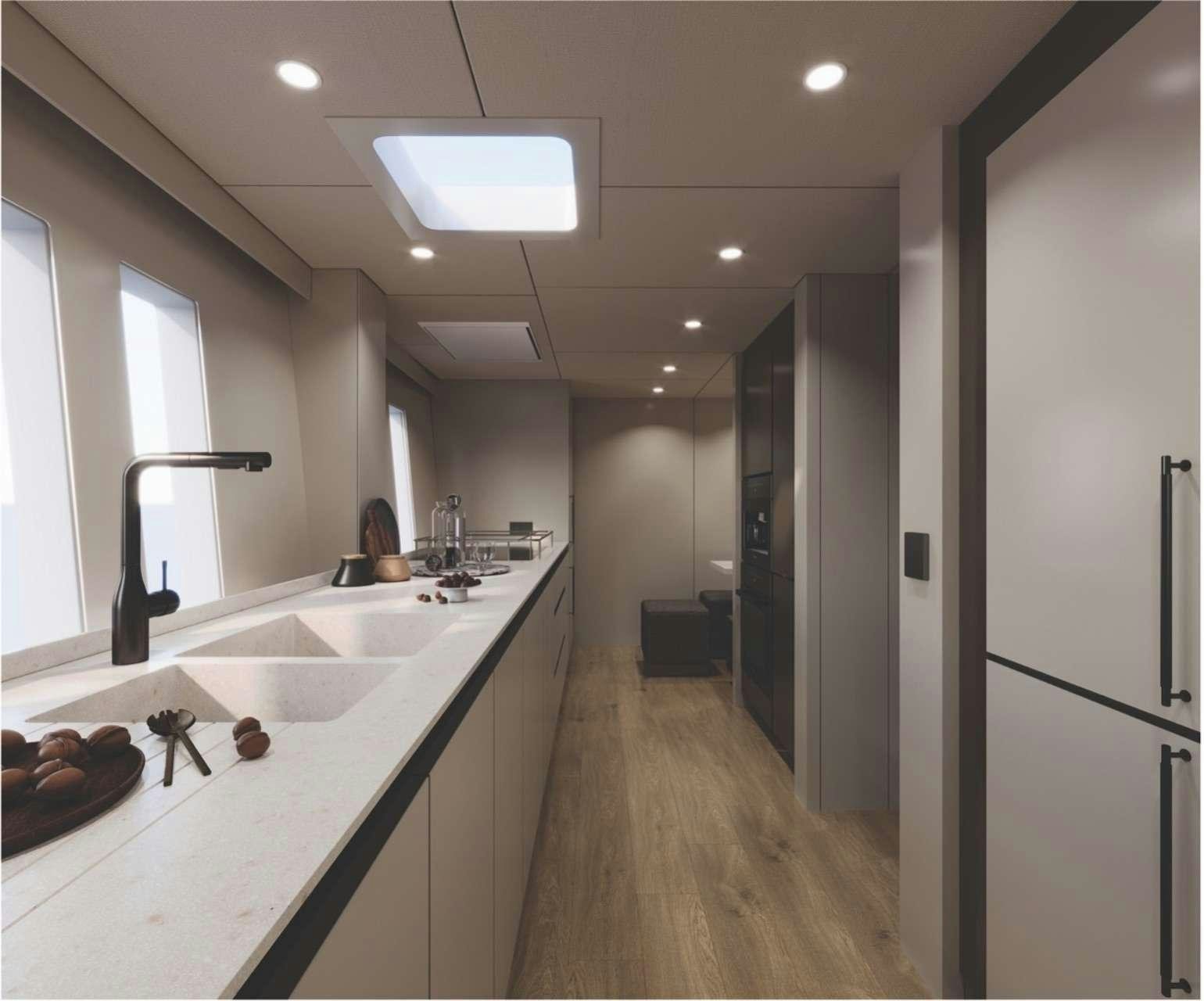 a bathroom with a sink and a mirror aboard SUNREEF ECO 80 2024 Yacht for Charter