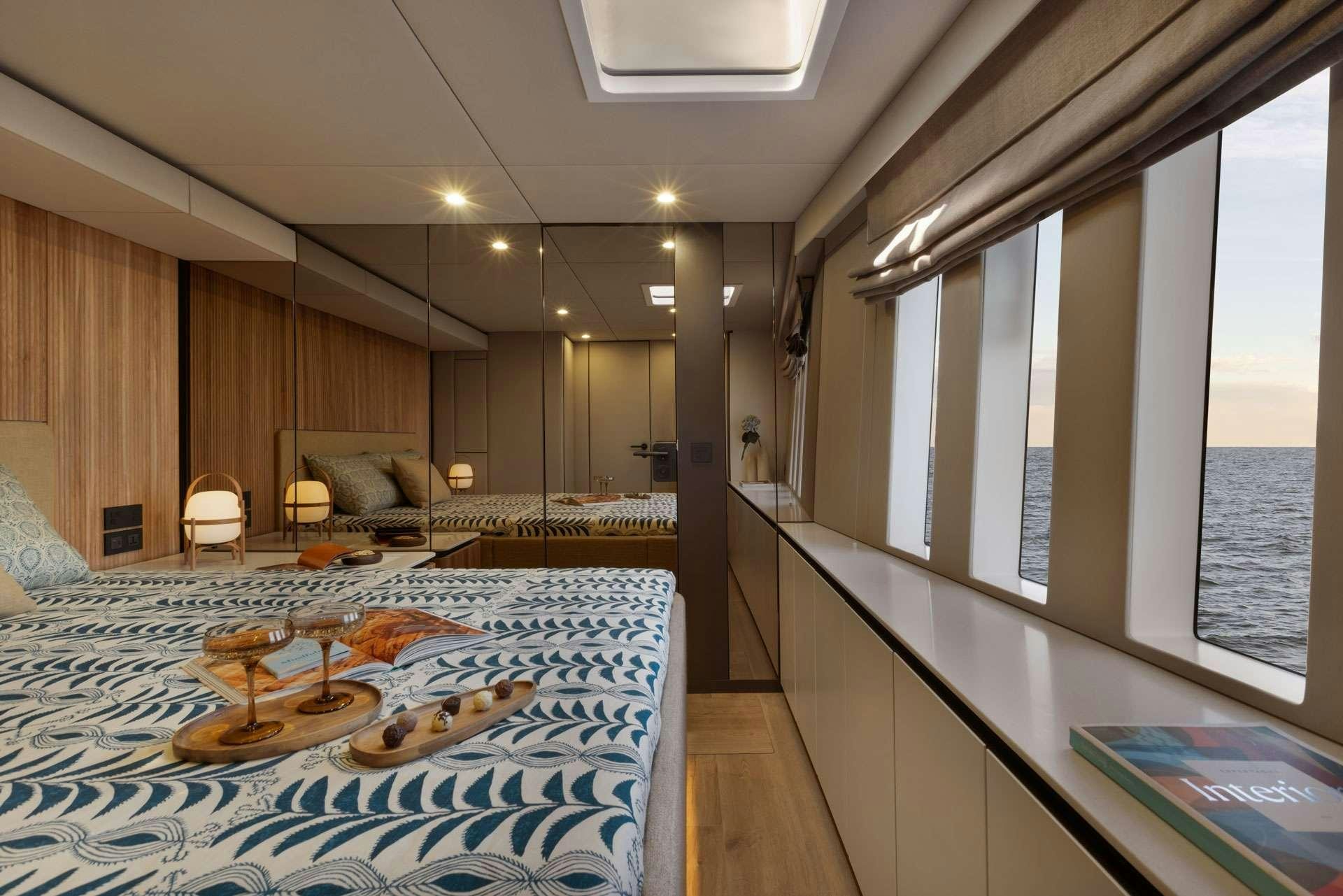 a large room with a large window aboard SUNREEF ECO 80 2024 Yacht for Charter