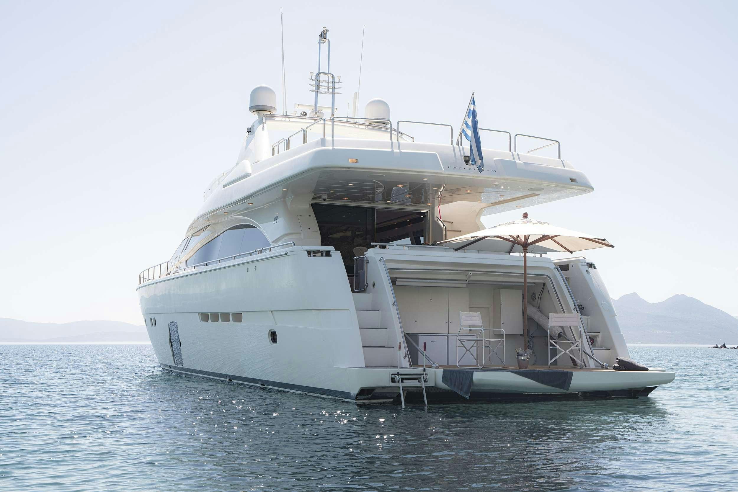 a large white ship in the water aboard LIDIA Yacht for Charter