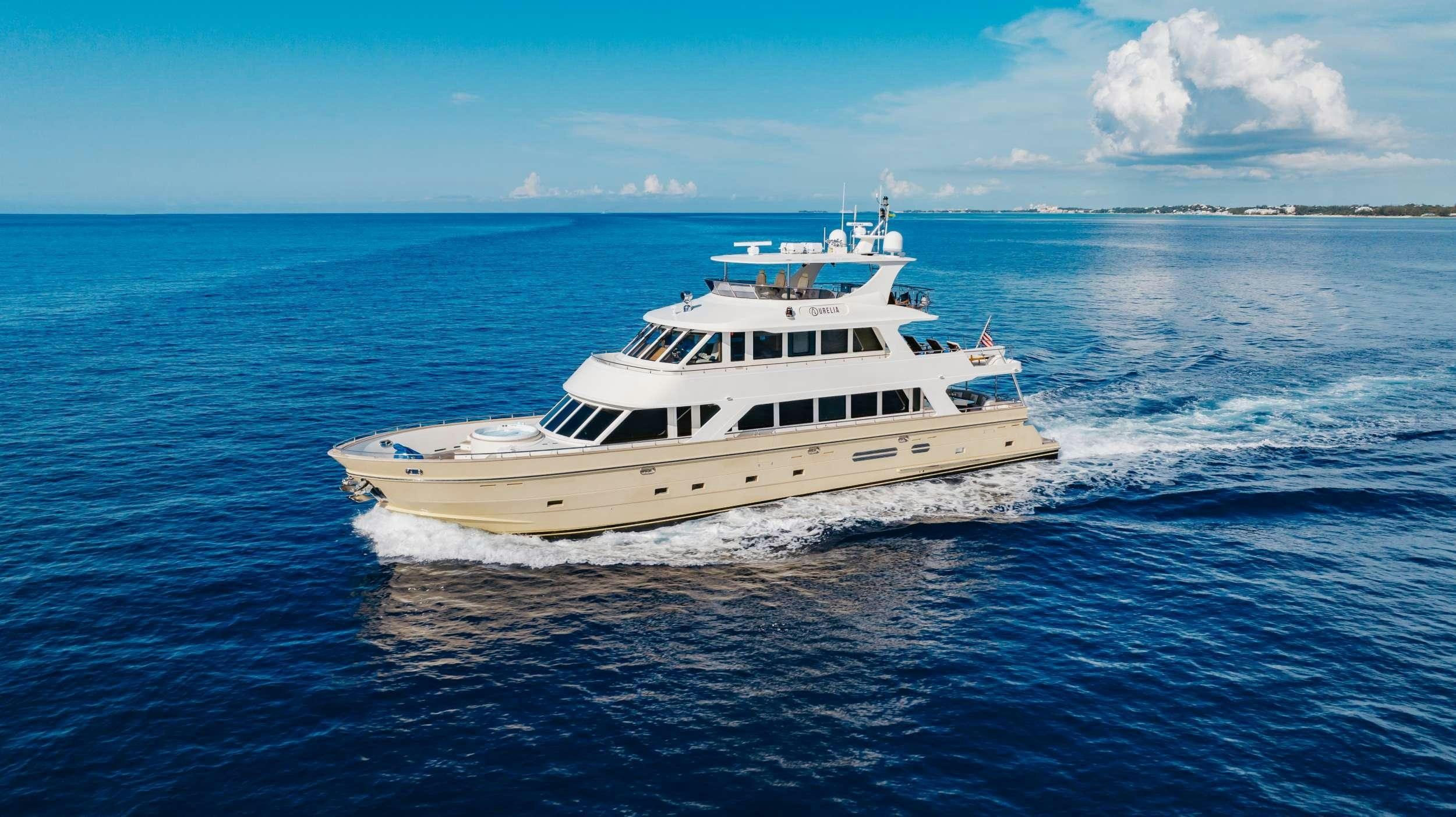 a boat in the water aboard AURELIA Yacht for Charter