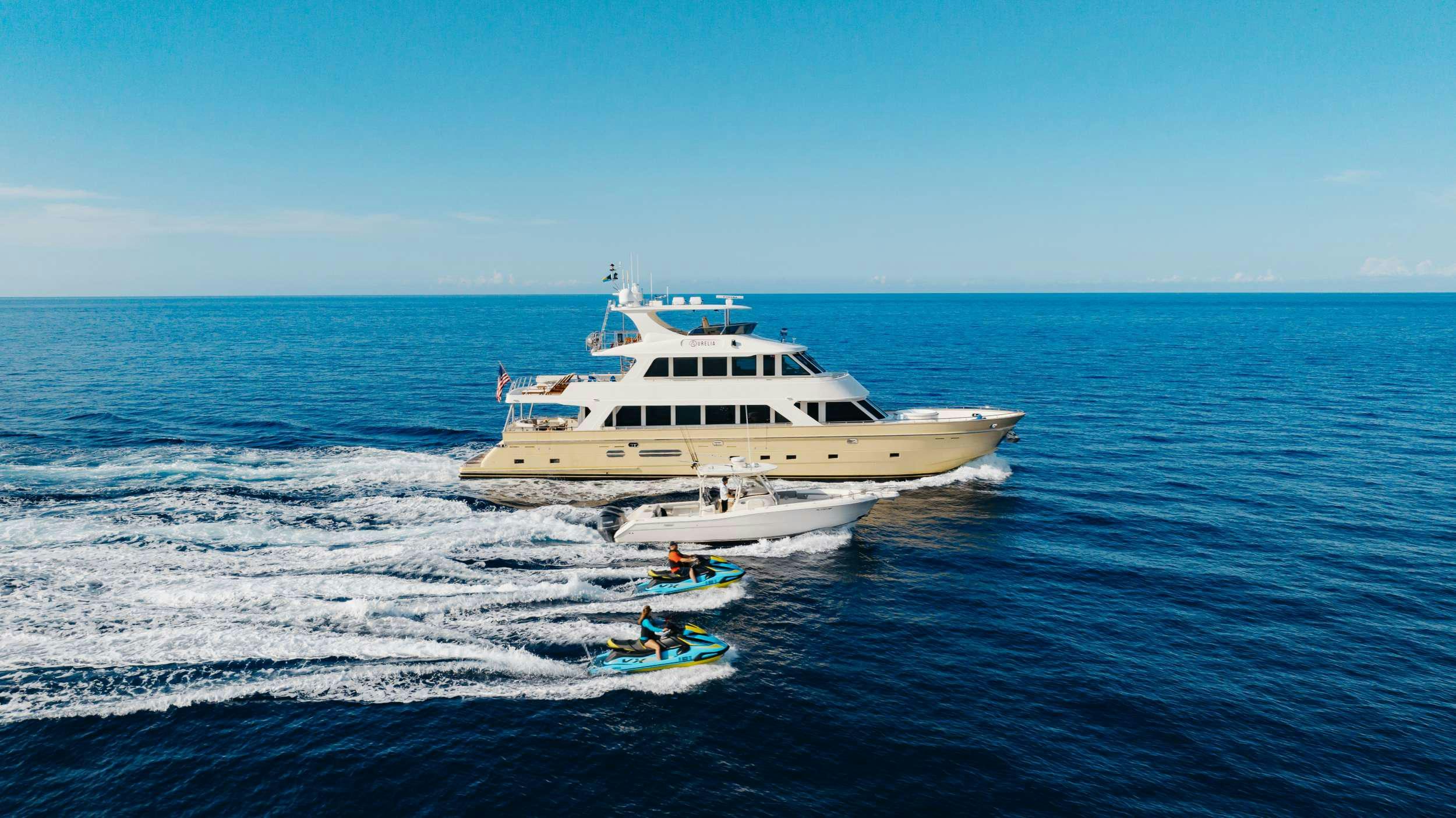 a boat on the water aboard AURELIA Yacht for Charter