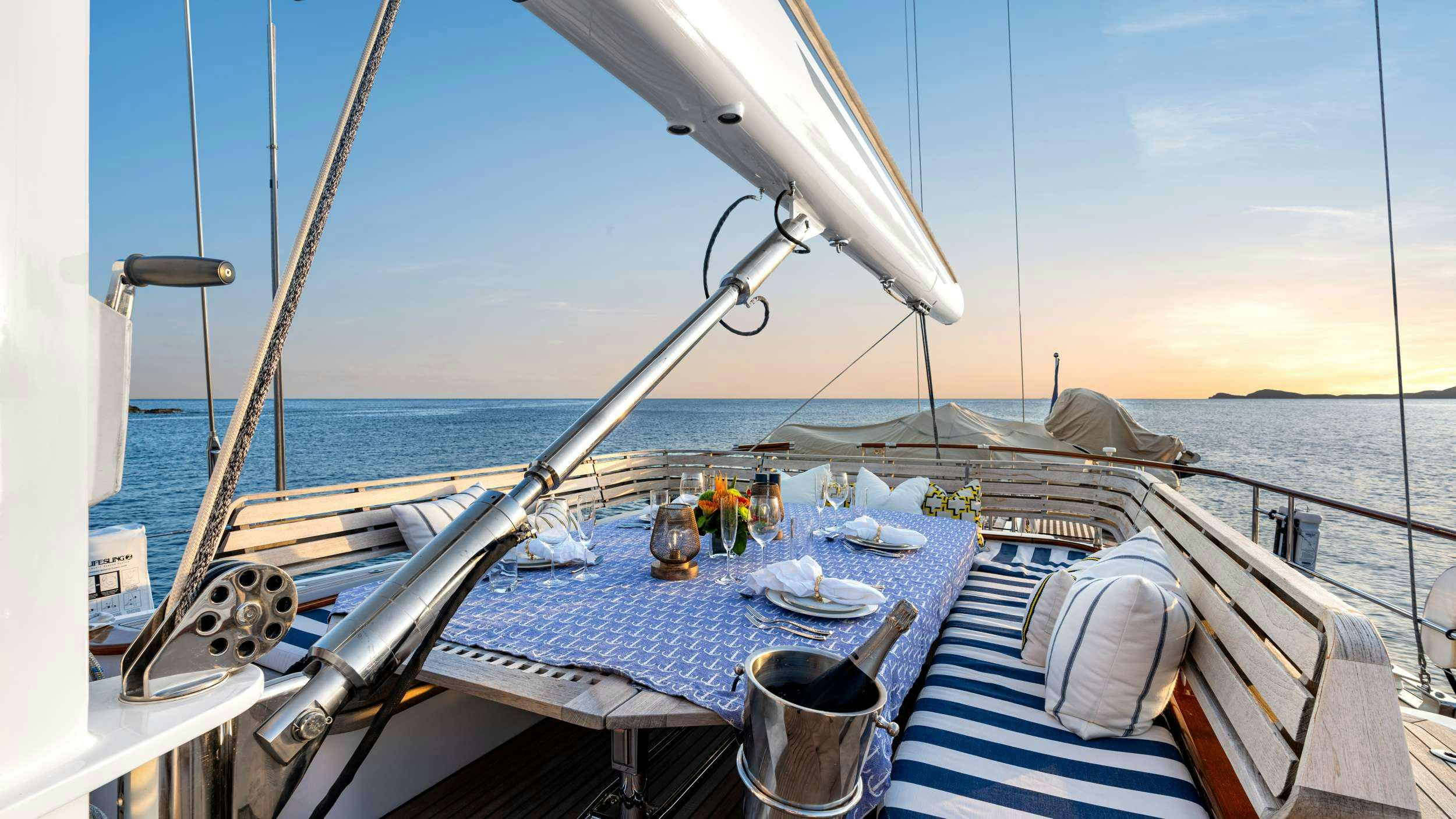 a boat on the water aboard ABIDE Yacht for Charter