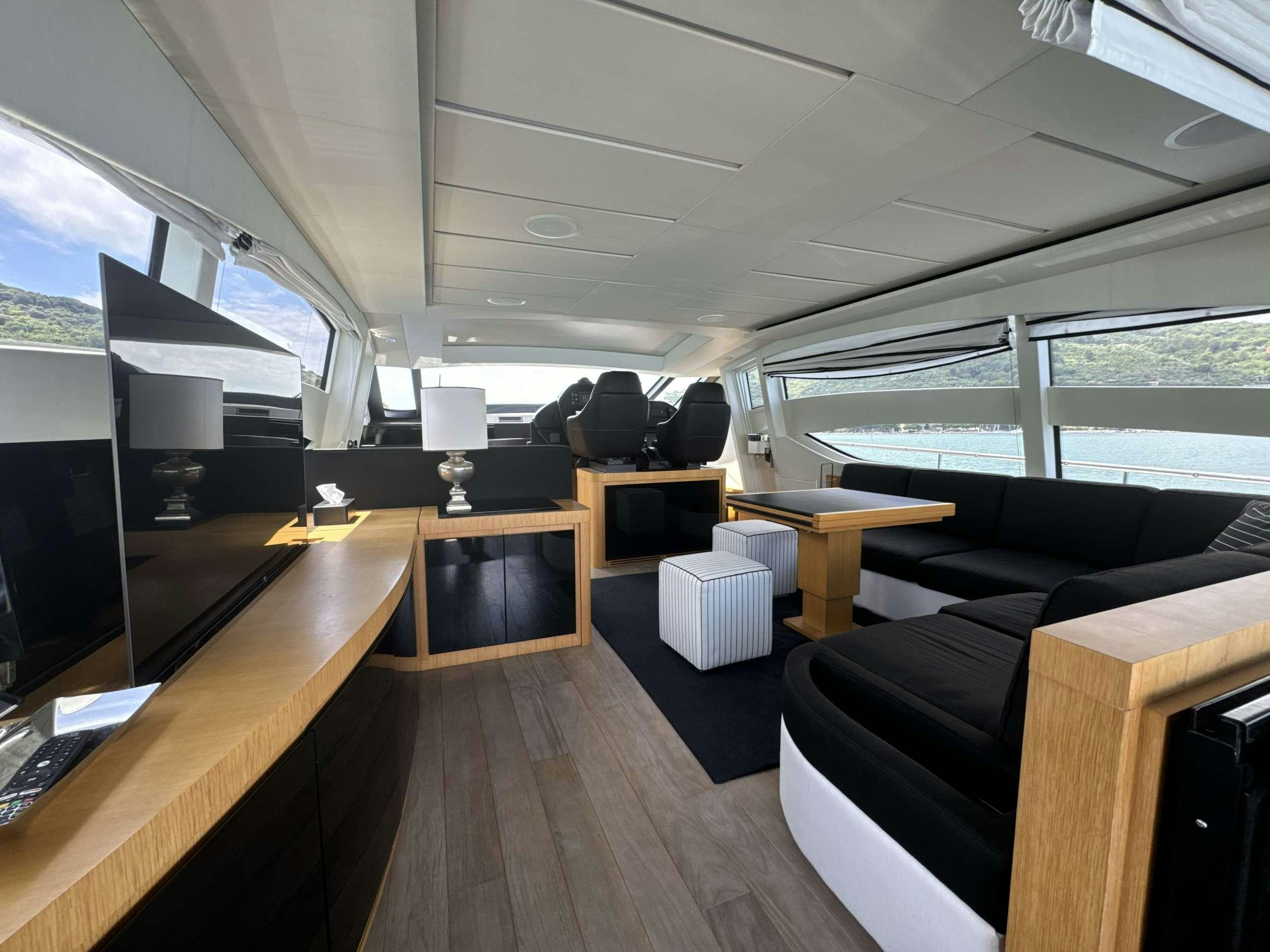 a room with a desk and a computer aboard SUE&NTILDE;O Yacht for Charter