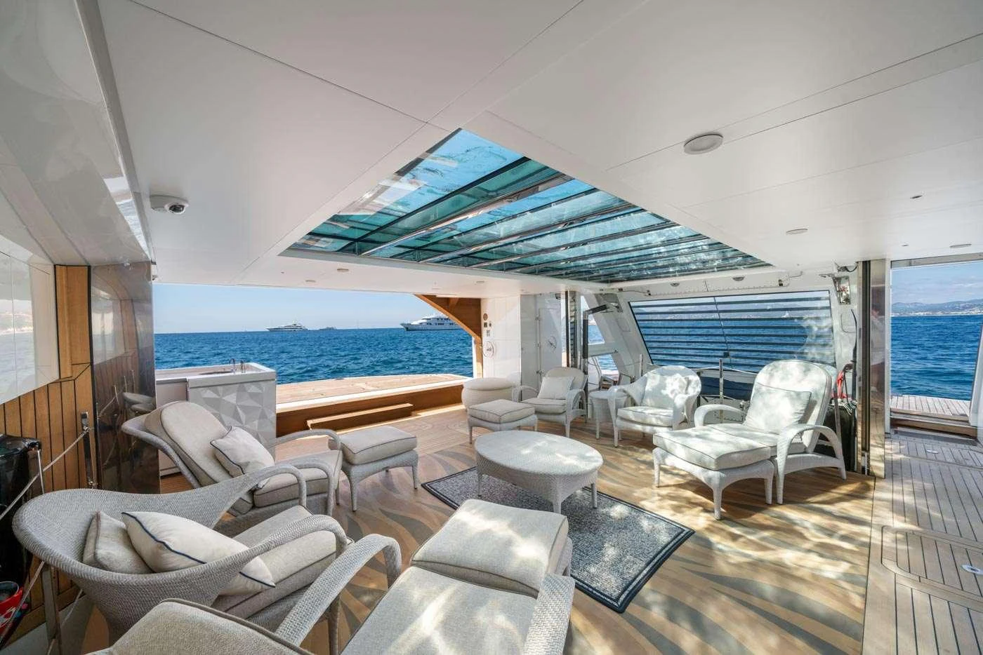 a room with a large pool aboard ALULIM Yacht for Charter