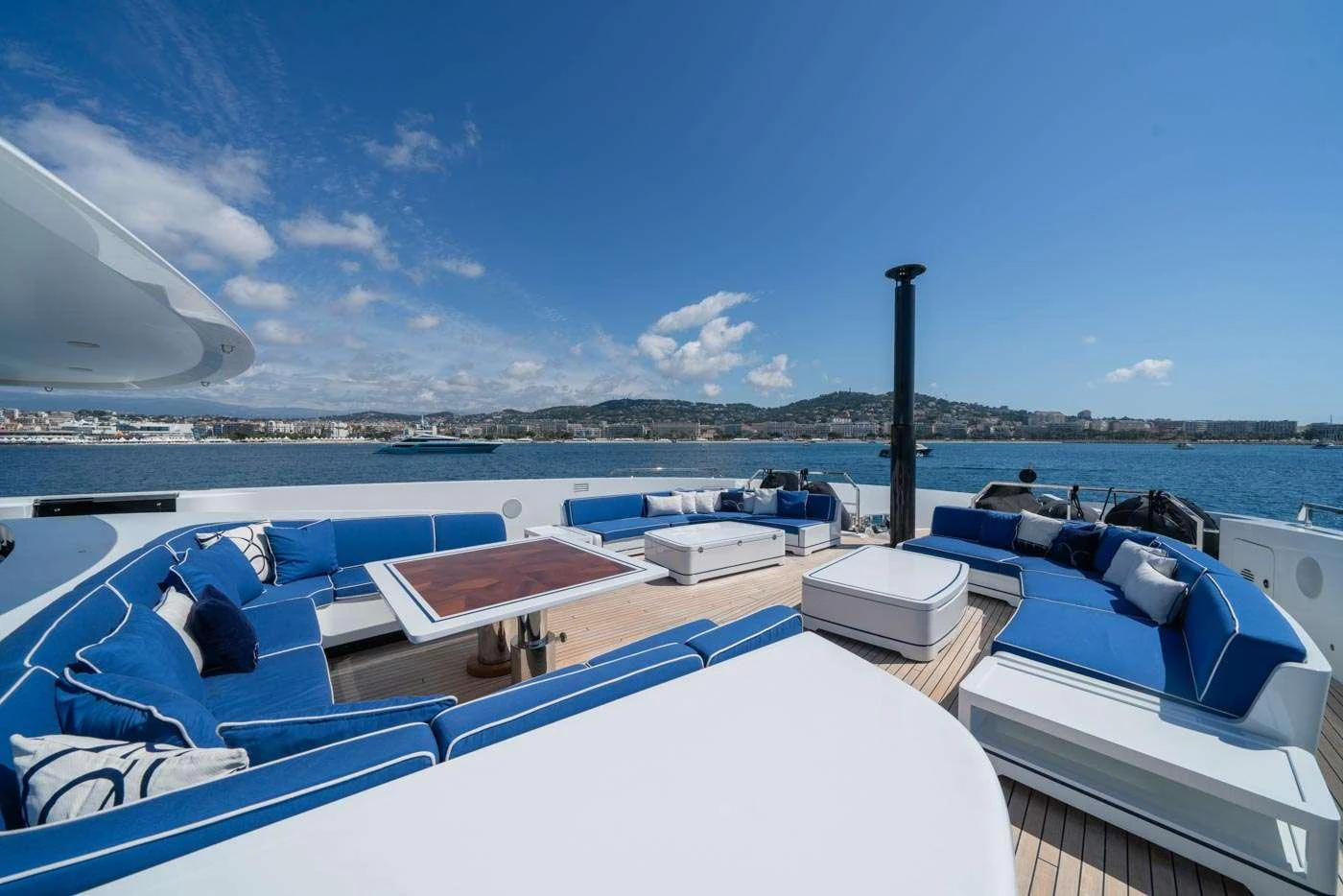 a row of boats on a dock aboard ALULIM Yacht for Charter
