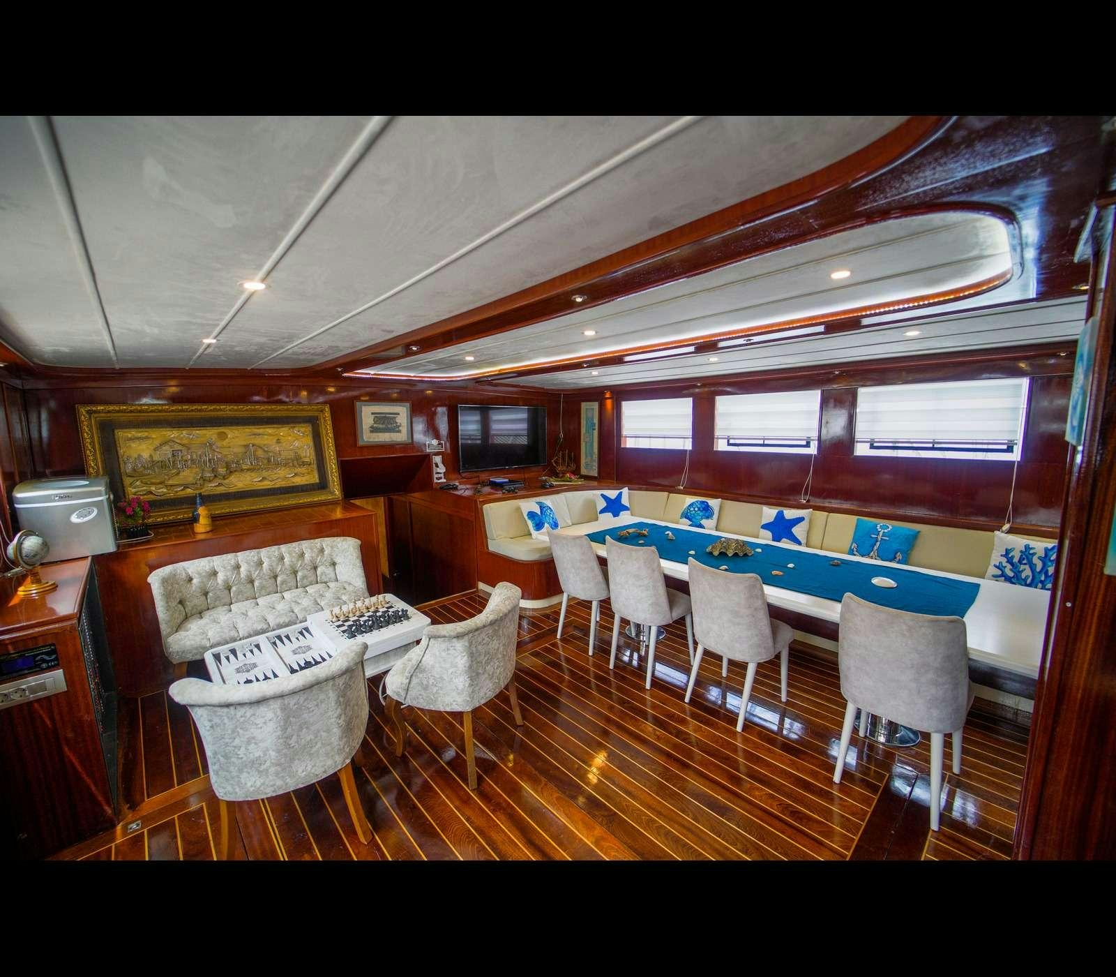inside of a train aboard QUEEN OF RTT GULET Yacht for Charter