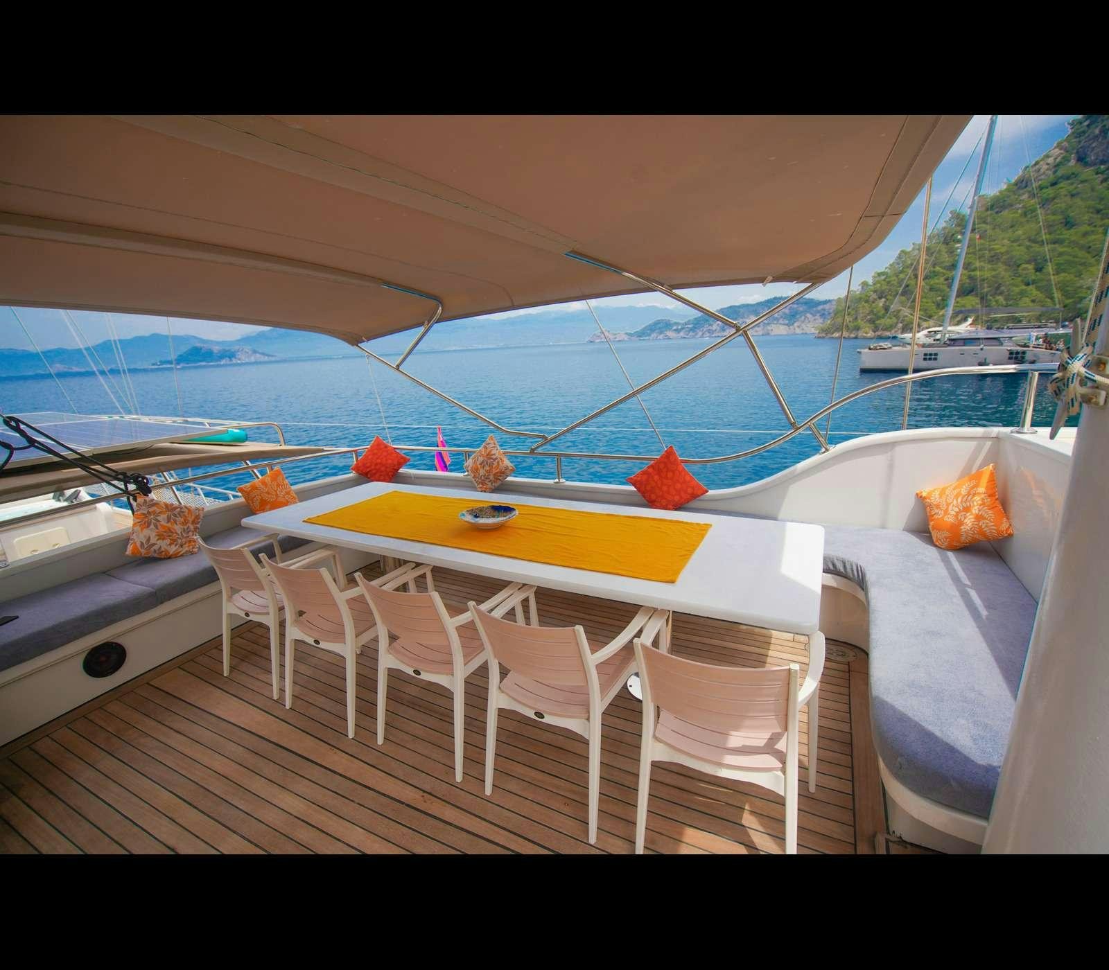 a boat on the water aboard QUEEN OF RTT GULET Yacht for Charter