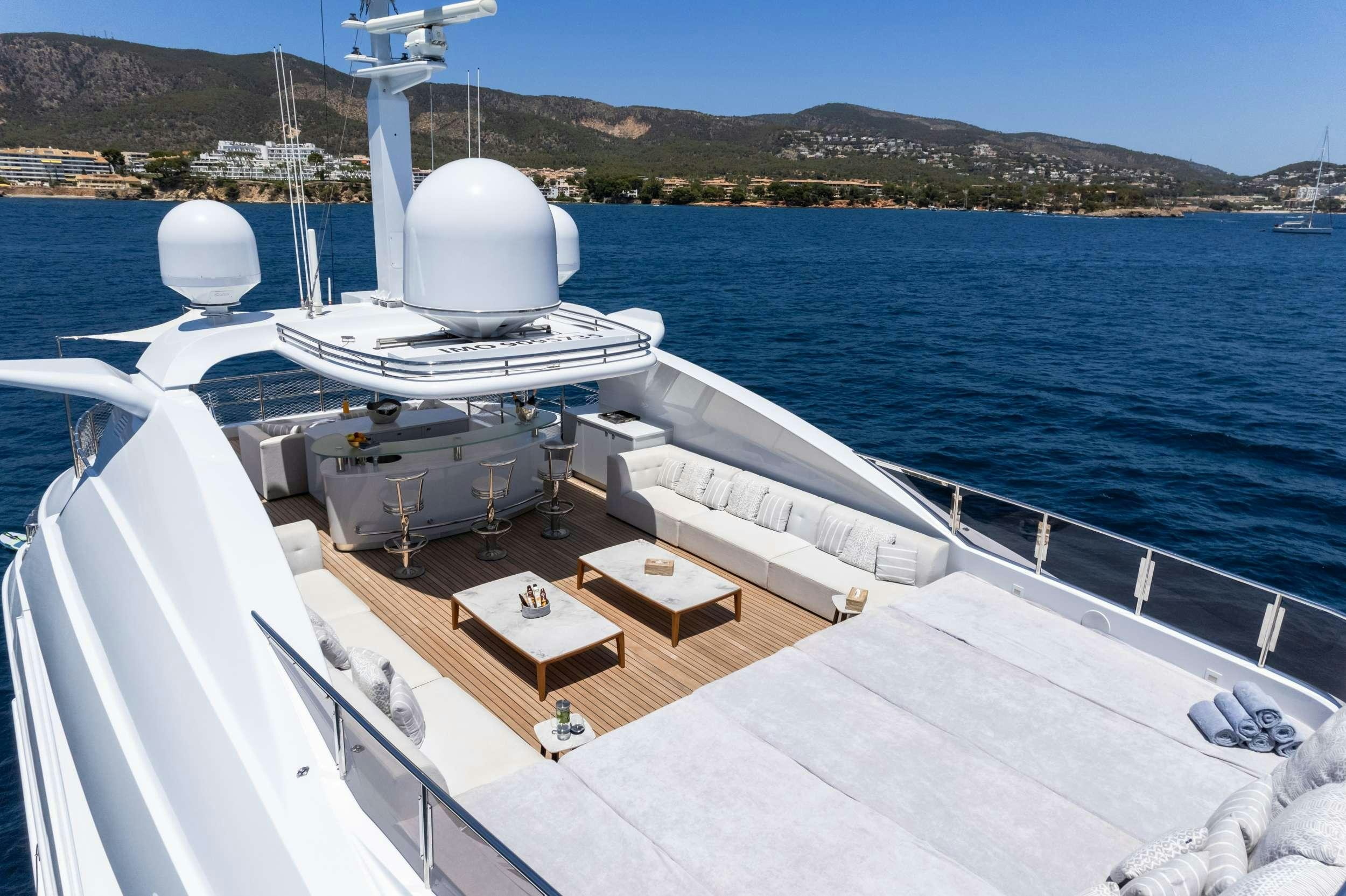a boat on the water aboard TITIAN PEARL Yacht for Charter