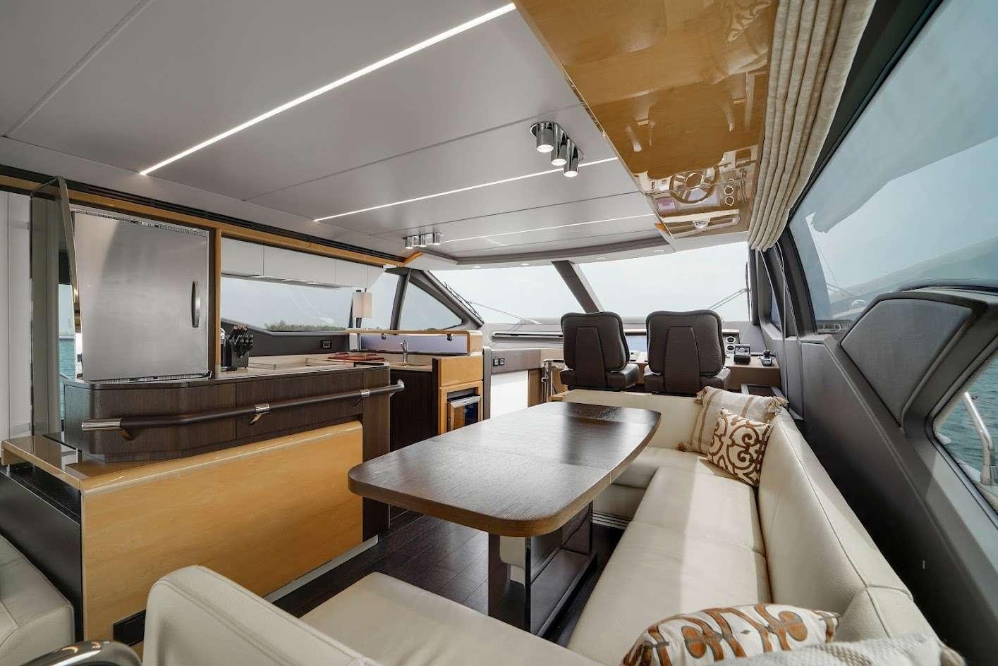 inside of a train aboard THE ONE Yacht for Charter