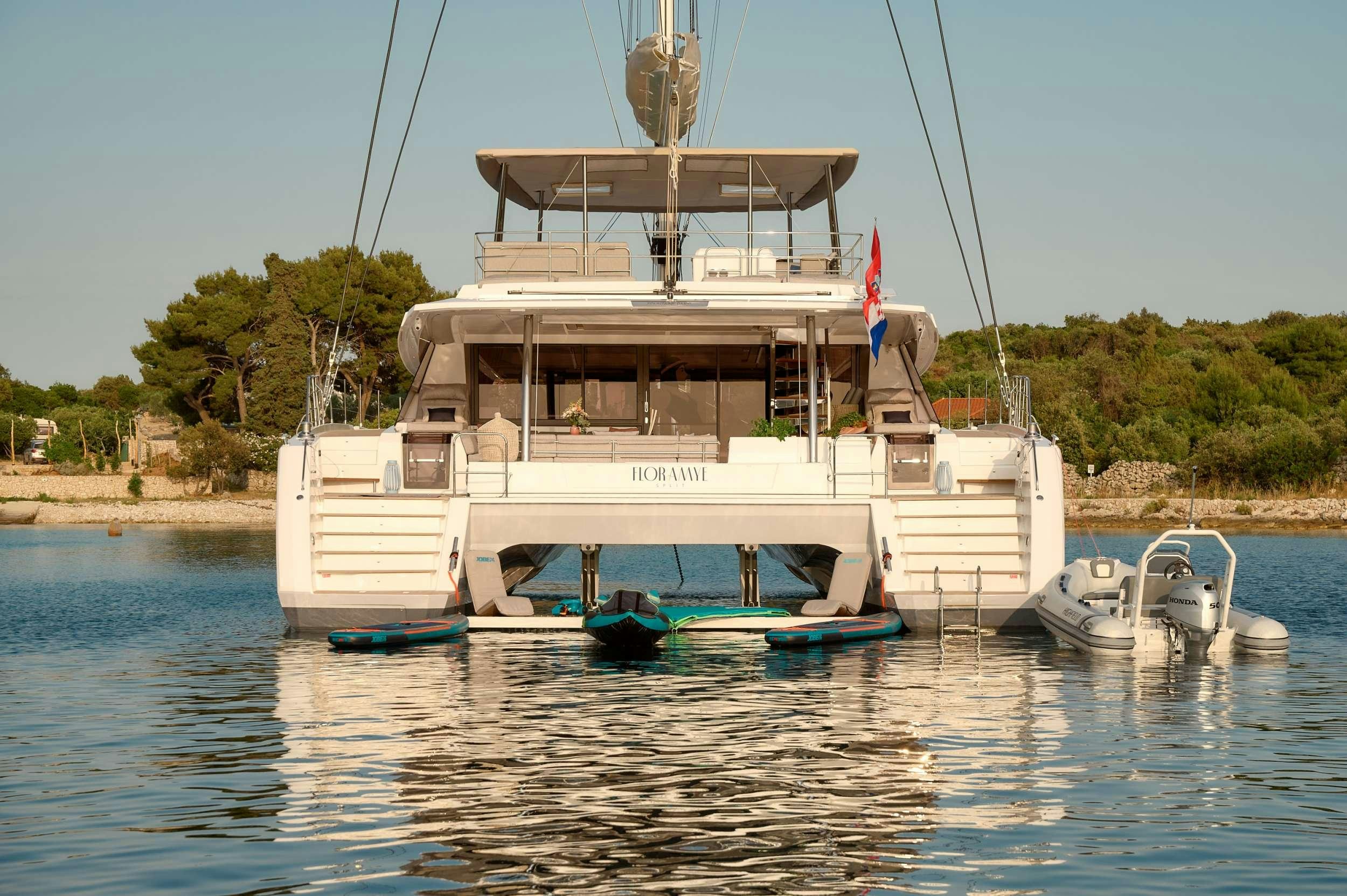 a boat on the water aboard FLORAMYE Yacht for Charter