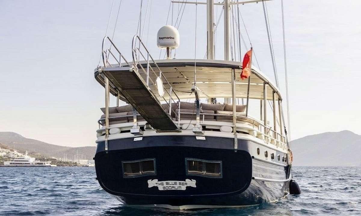 a boat in the water aboard THE BLUE SEA Yacht for Charter