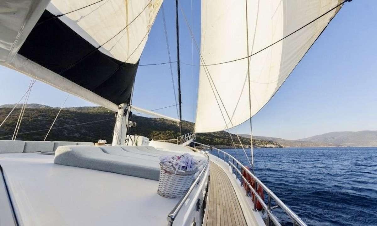 a boat on the water aboard THE BLUE SEA Yacht for Charter