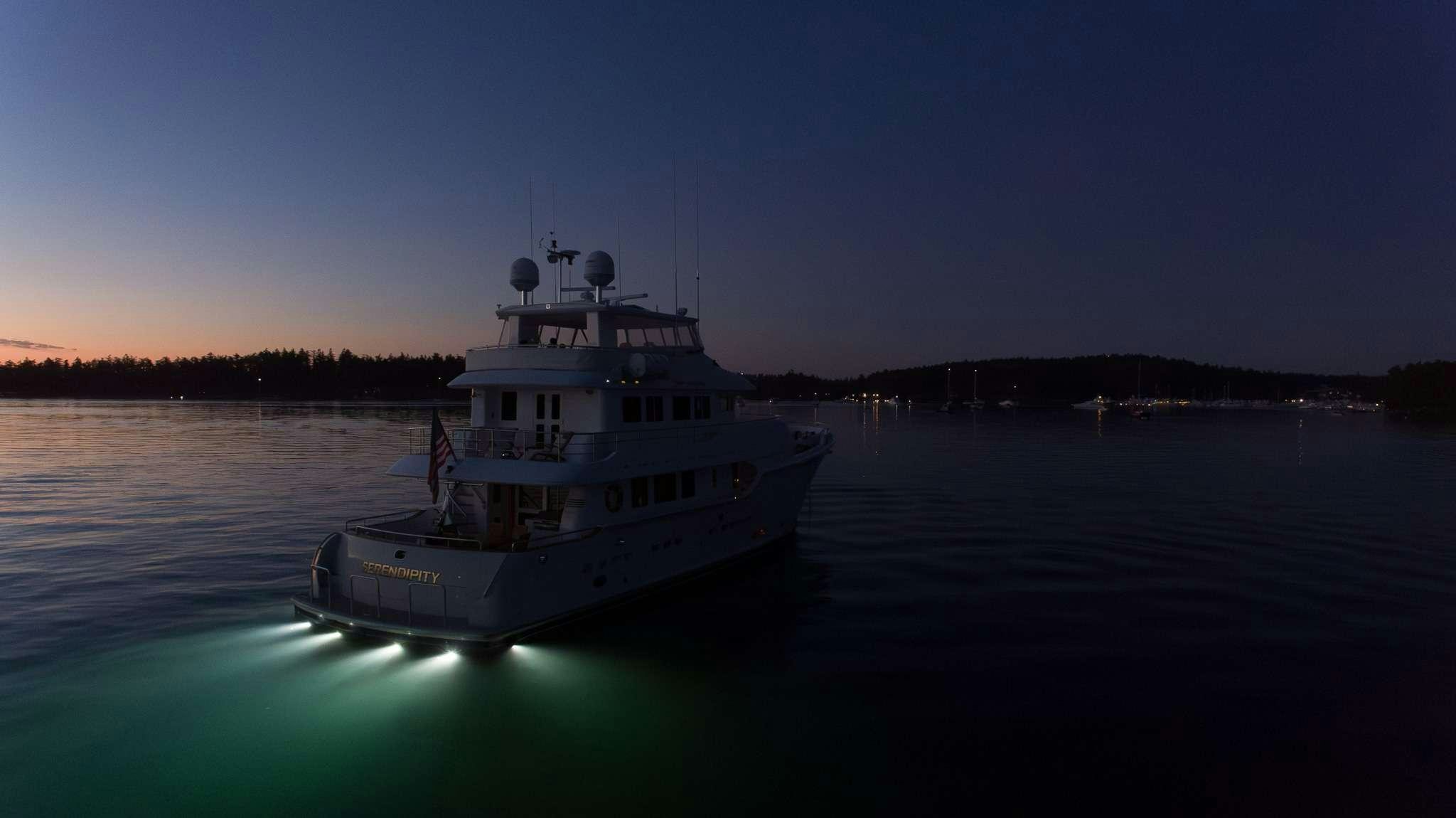 a boat on the water aboard SERENDIPITY Yacht for Charter