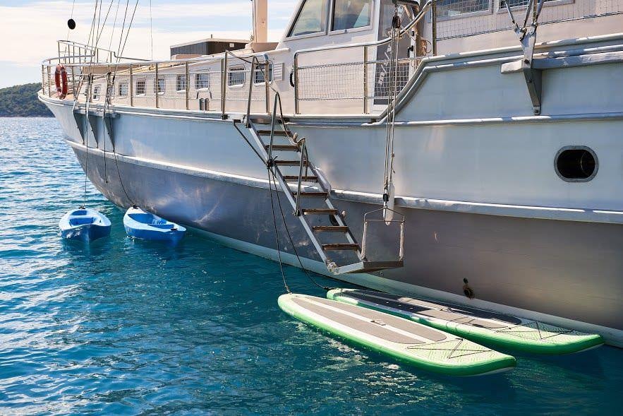 a boat in the water aboard NAUTILUS Yacht for Charter