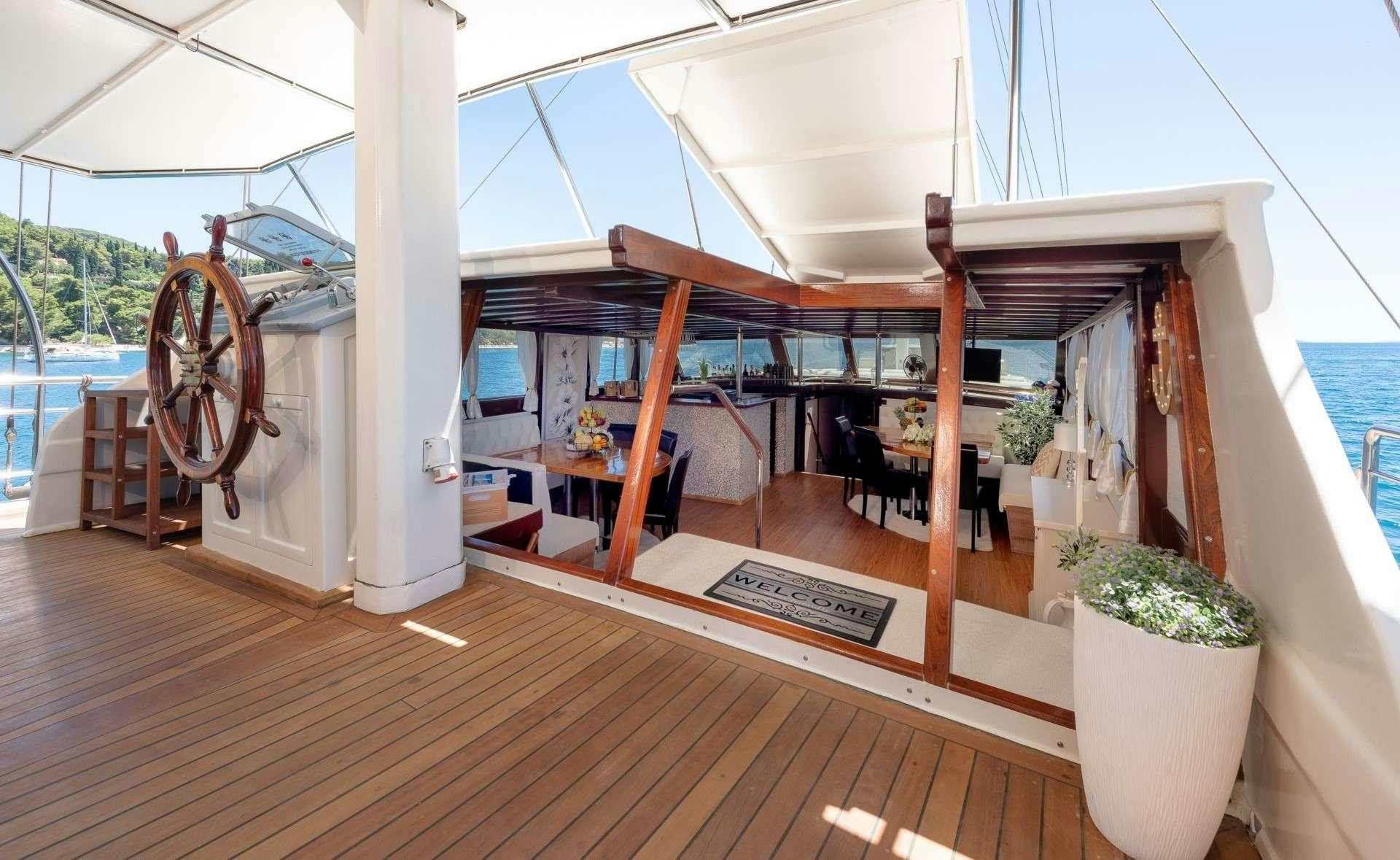 a boat on the water aboard NAUTILUS Yacht for Charter
