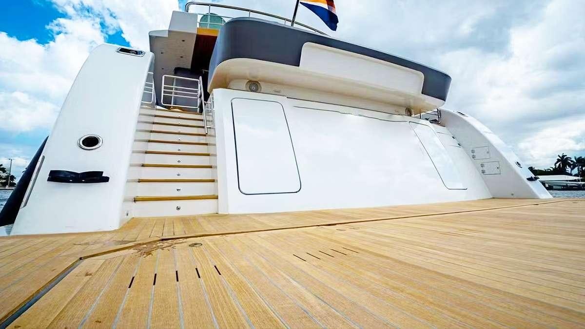 a boat on a deck aboard CYRA Yacht for Charter