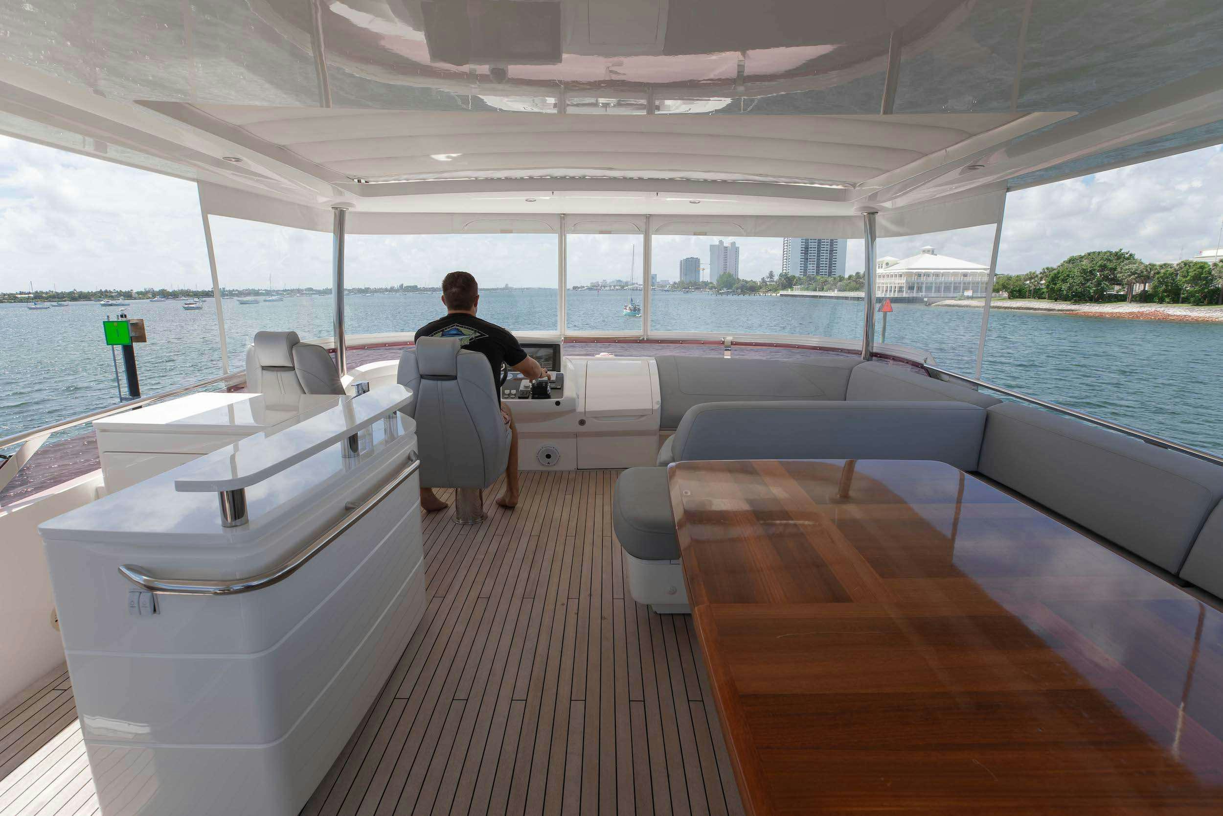 a person sitting on a boat aboard SABLE Yacht for Charter