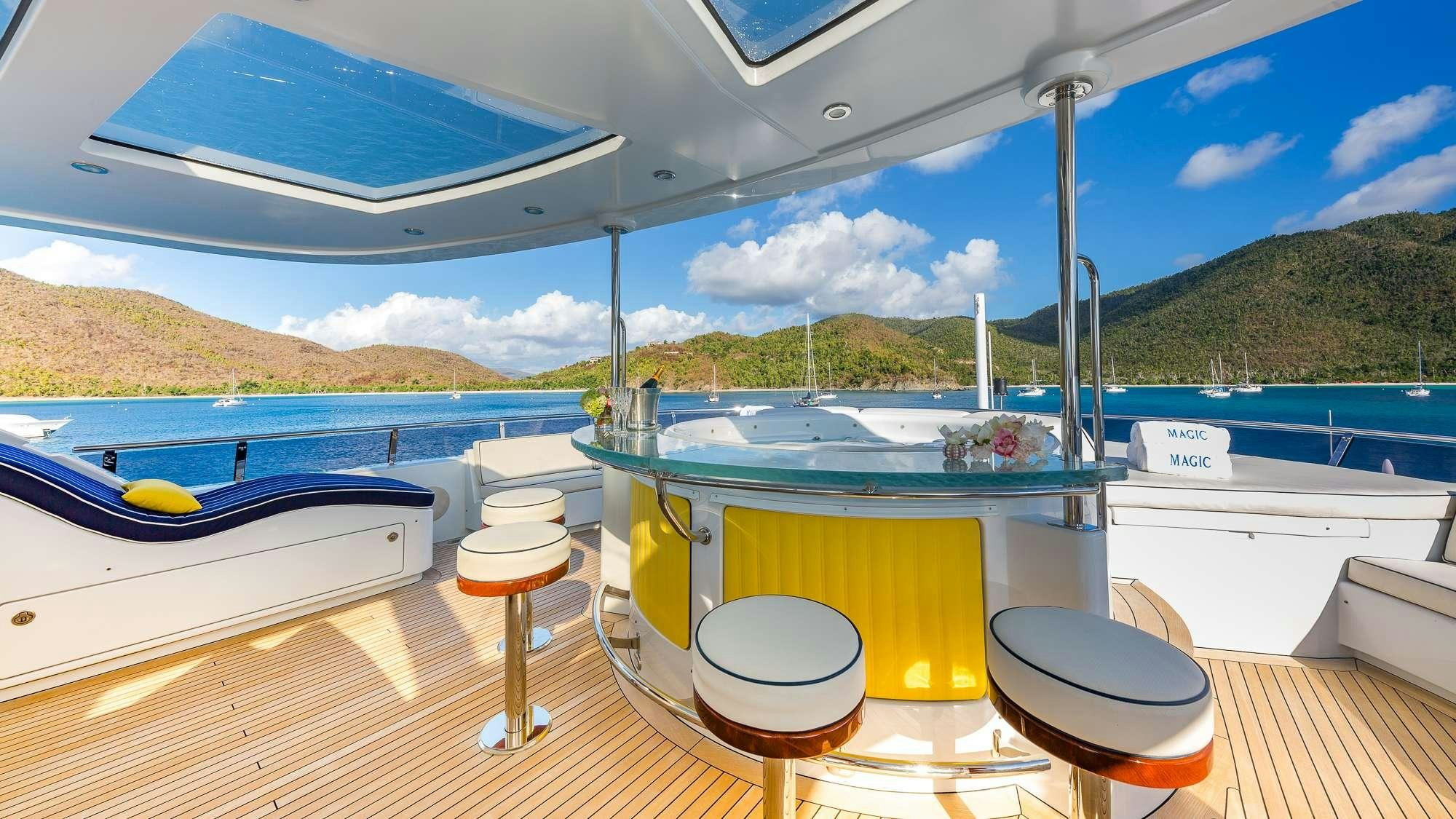 a boat on a deck aboard KING OF FUN Yacht for Charter