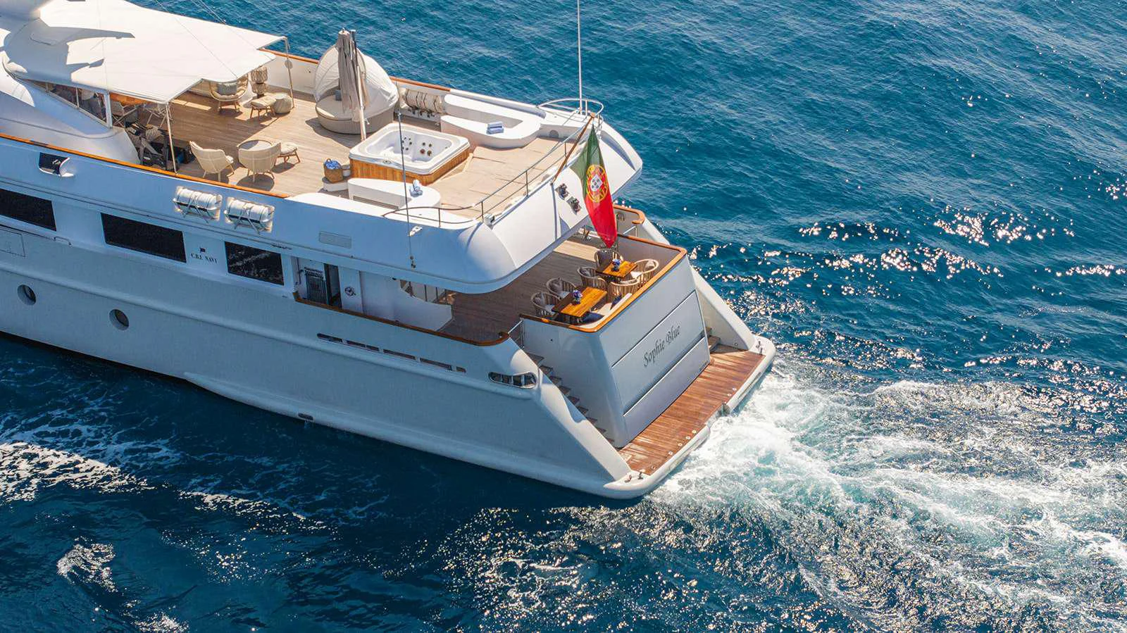 a boat in the water aboard SOPHIE BLUE Yacht for Charter