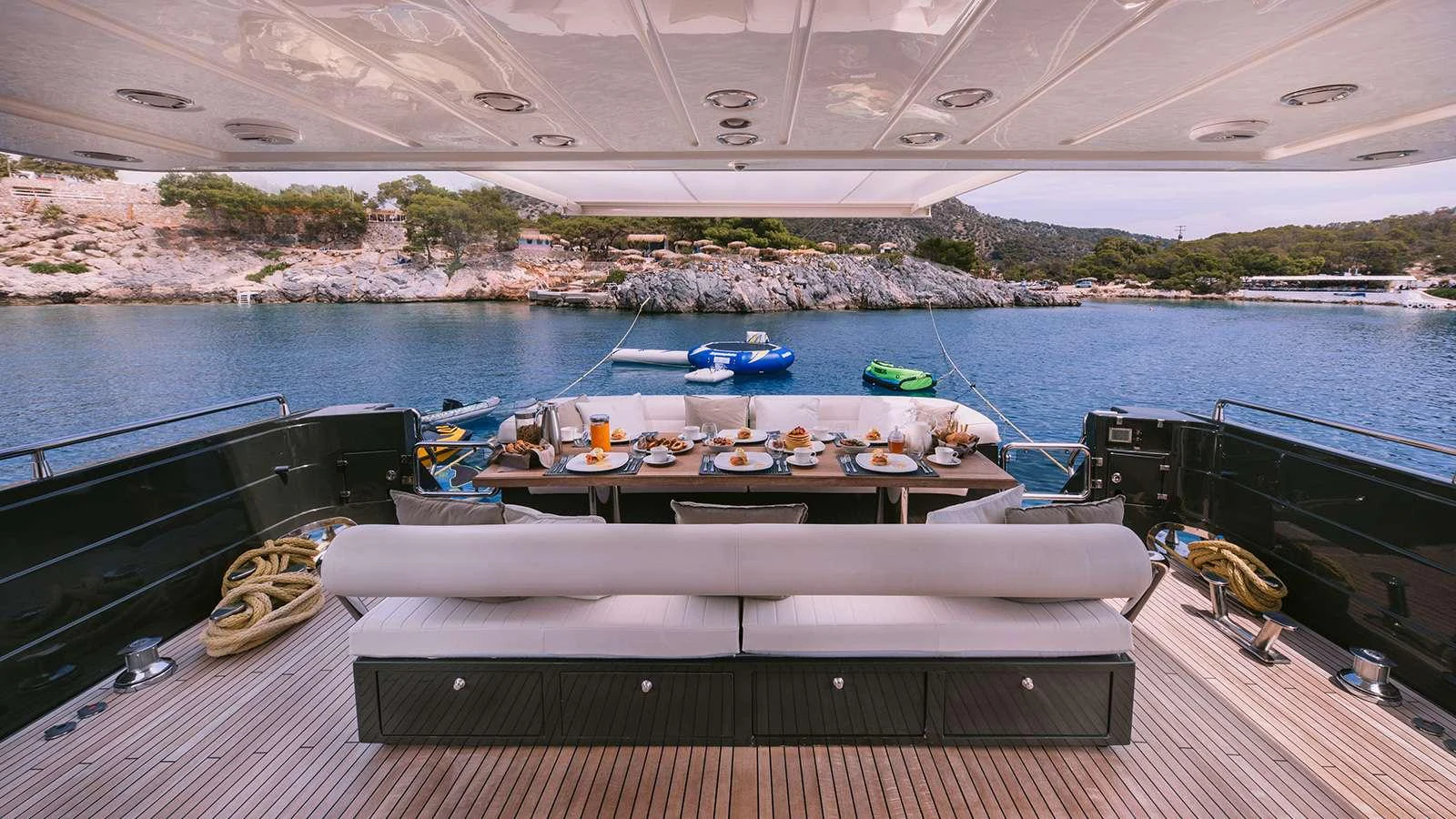 a boat on the water aboard SEAS THE DAY Yacht for Charter