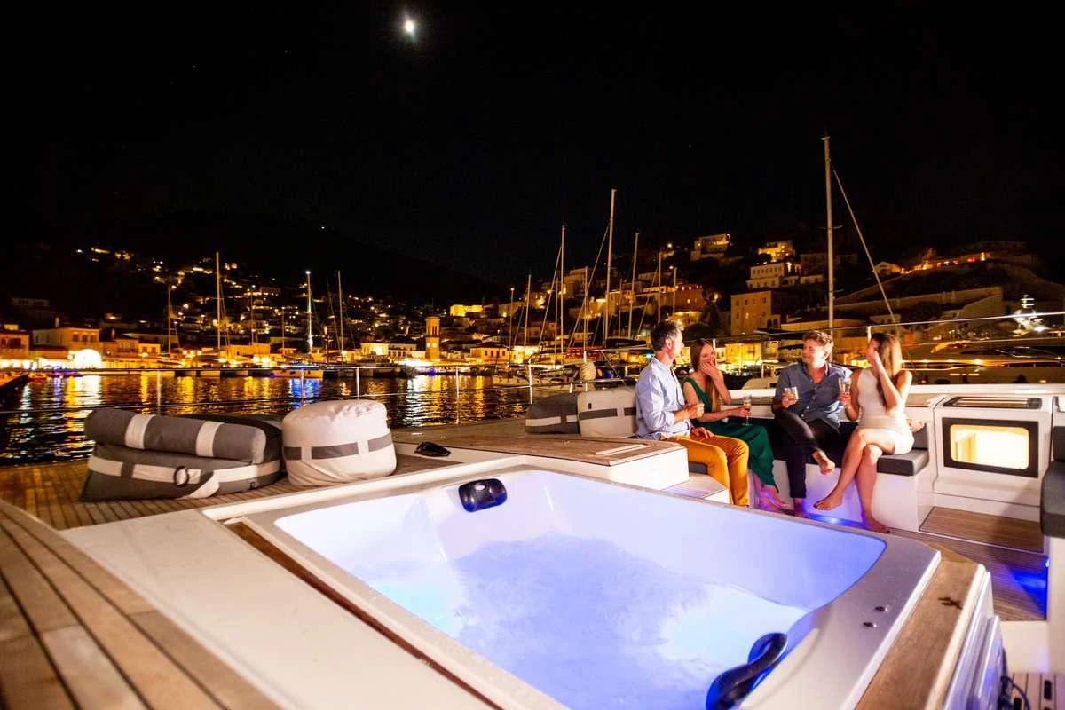 a group of people on a boat aboard MAJESTY OF GREECE Yacht for Charter
