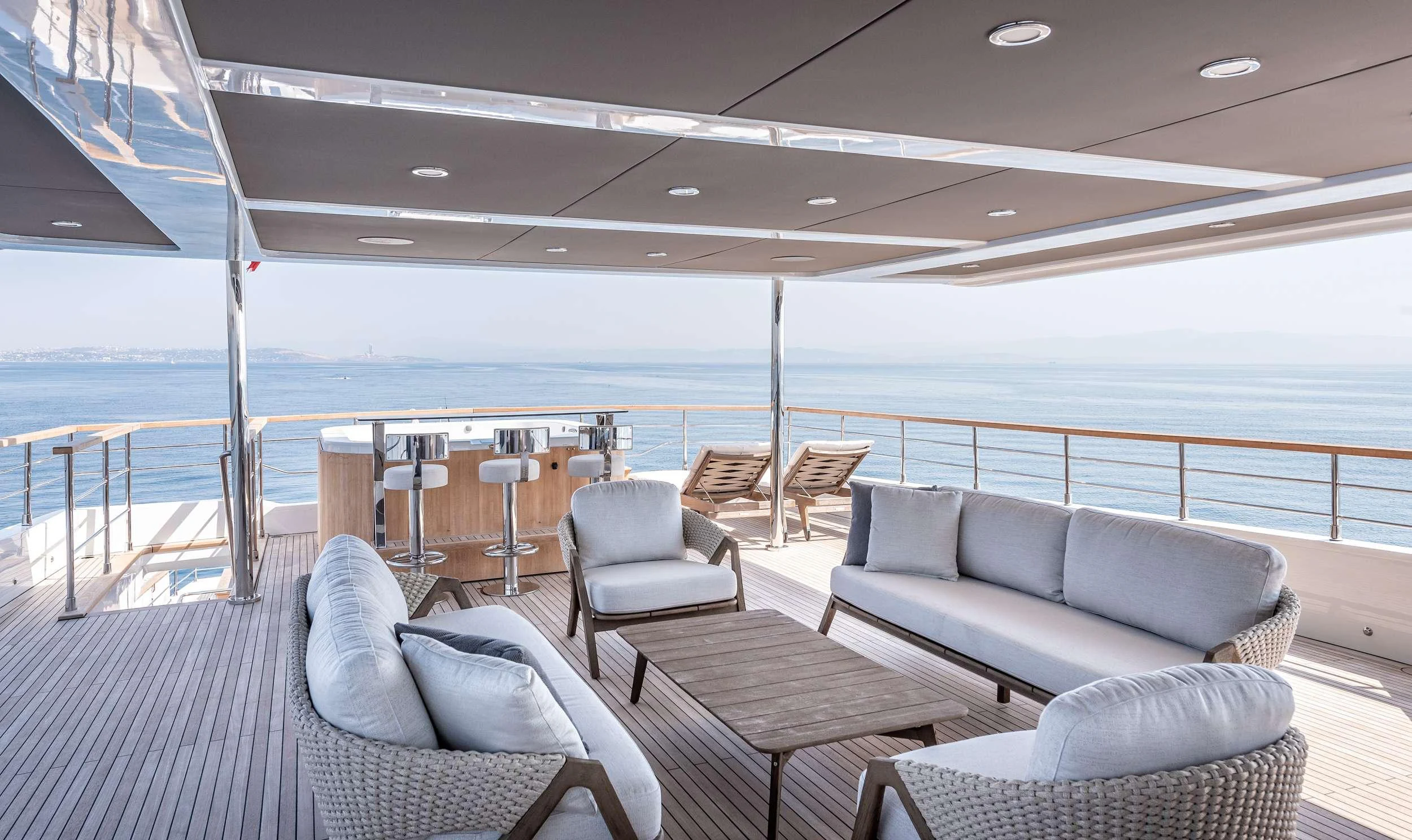 a boat on the water aboard EAU LA LA Yacht for Charter