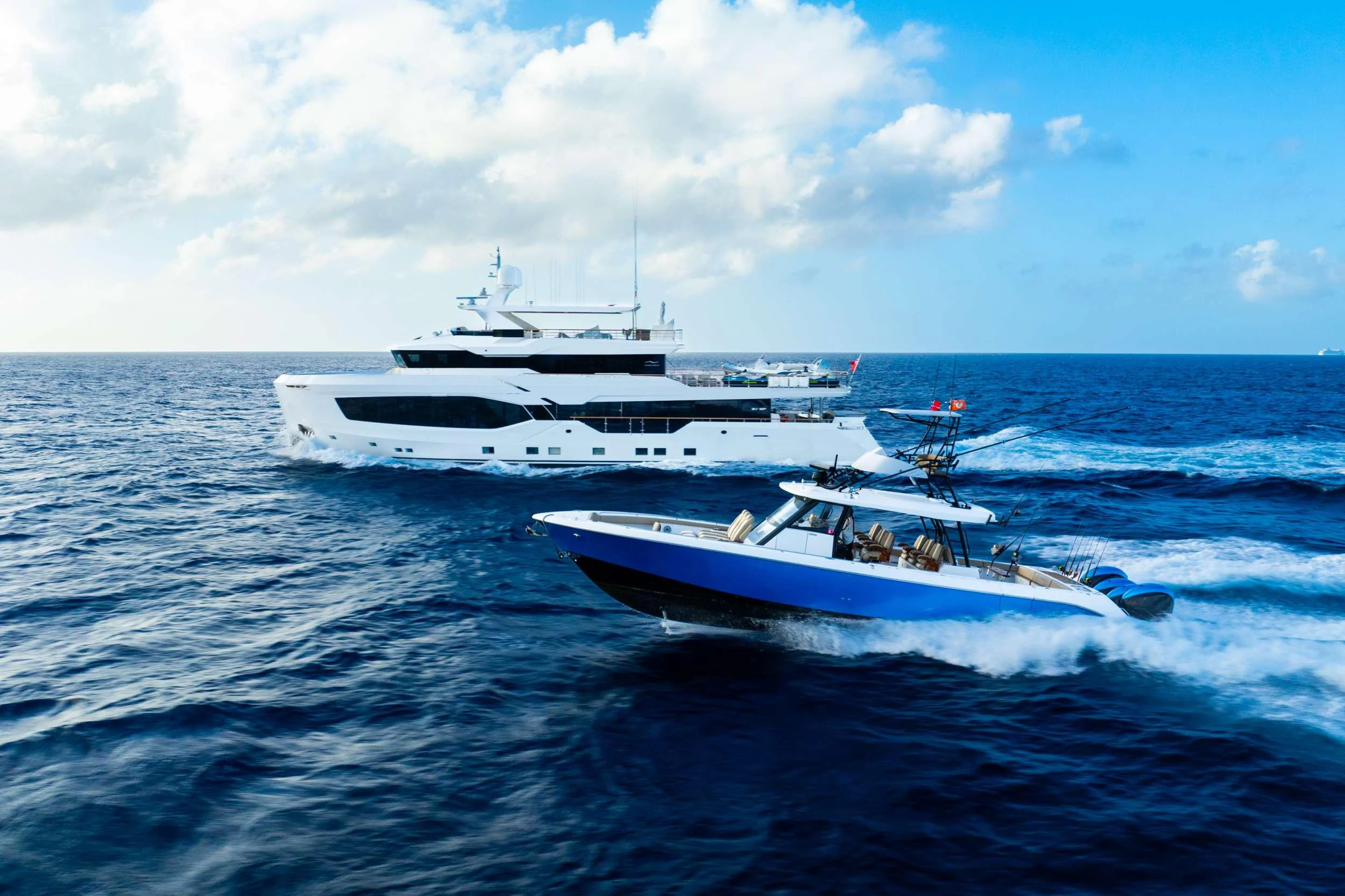 a couple of boats in the water aboard EAU LA LA Yacht for Charter