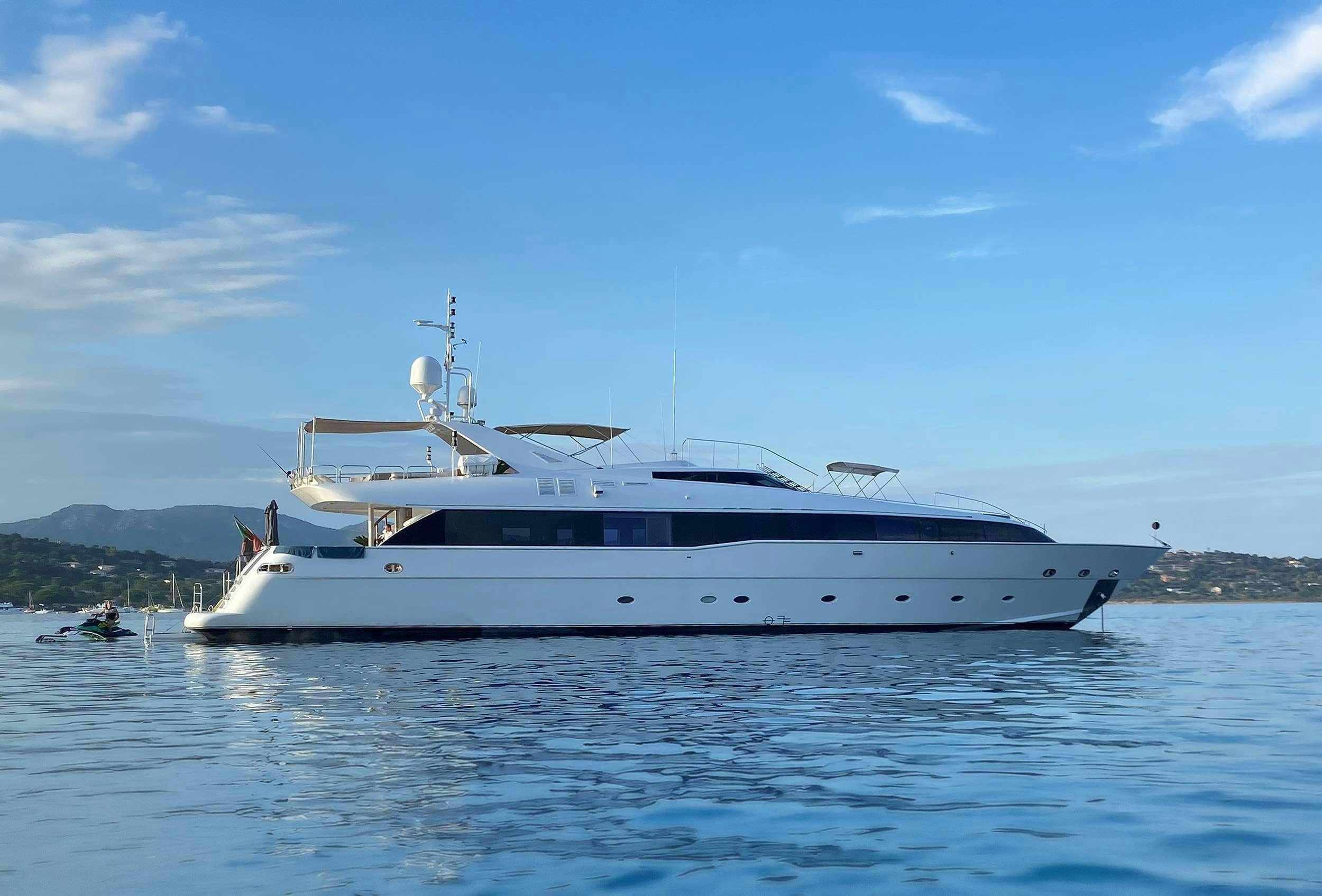 a white yacht in the water aboard BROOKLYN Yacht for Charter