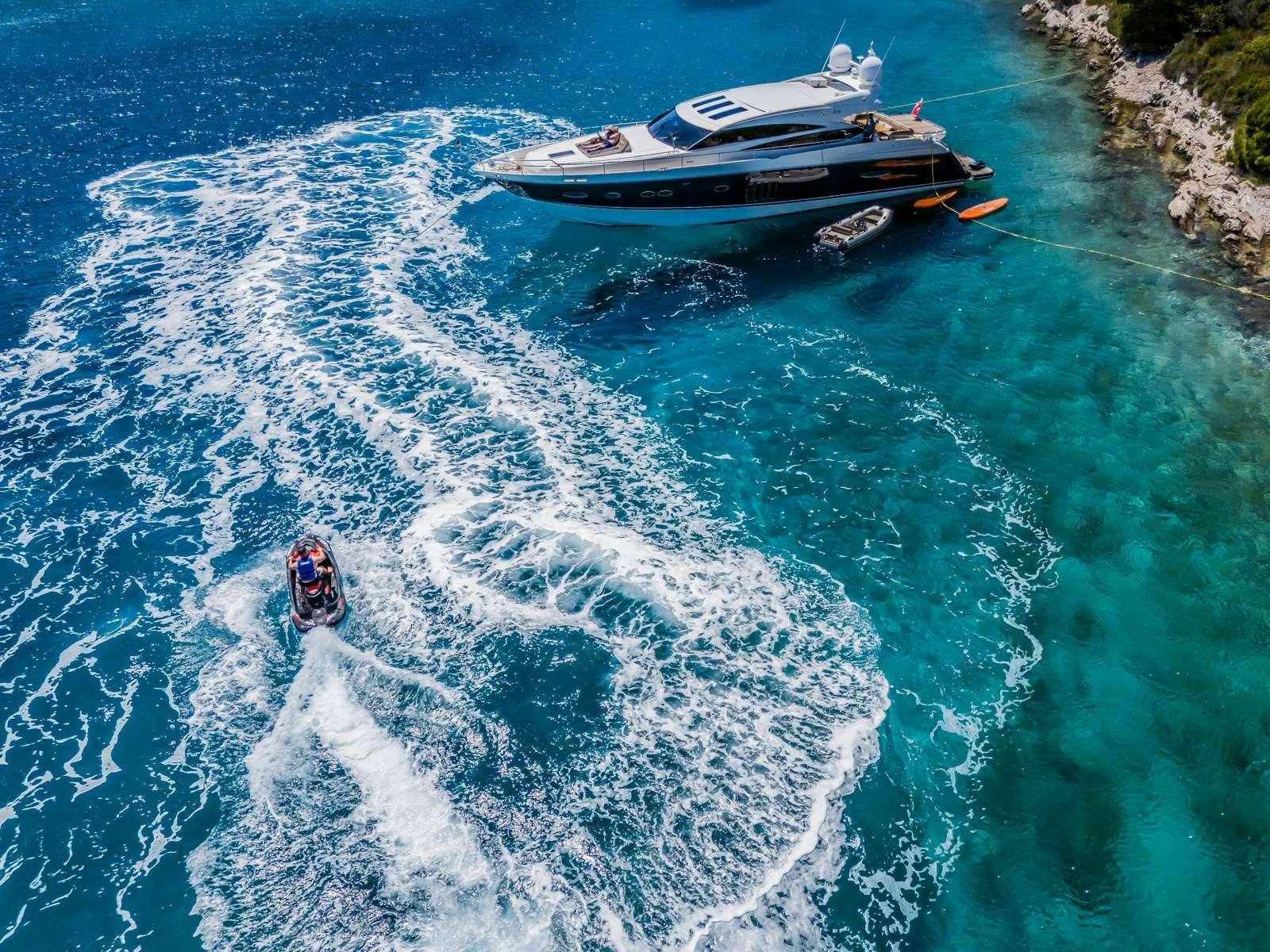 a boat on the water aboard GITANA II Yacht for Charter