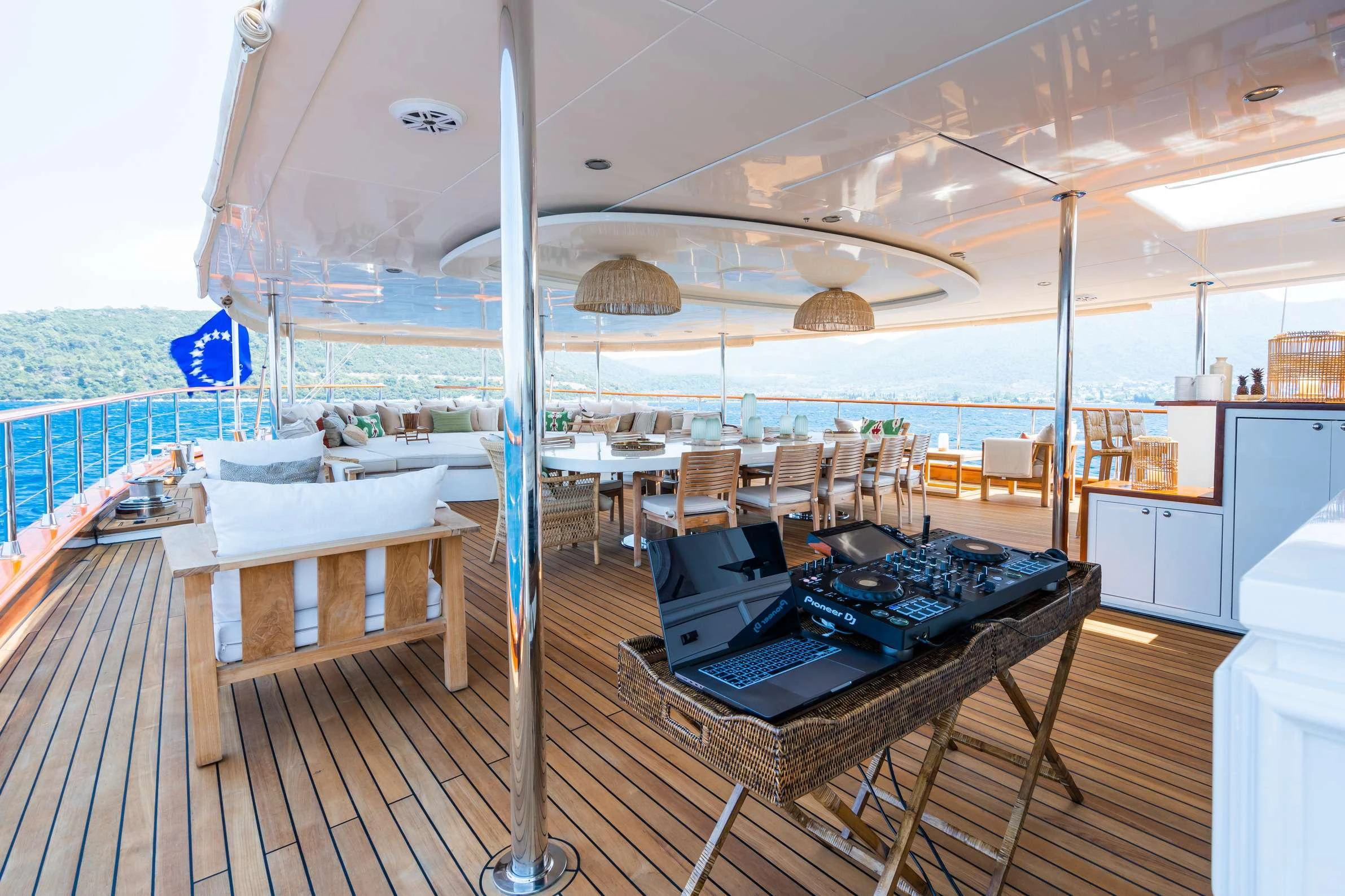 a boat on a deck aboard YAZZ Yacht for Charter