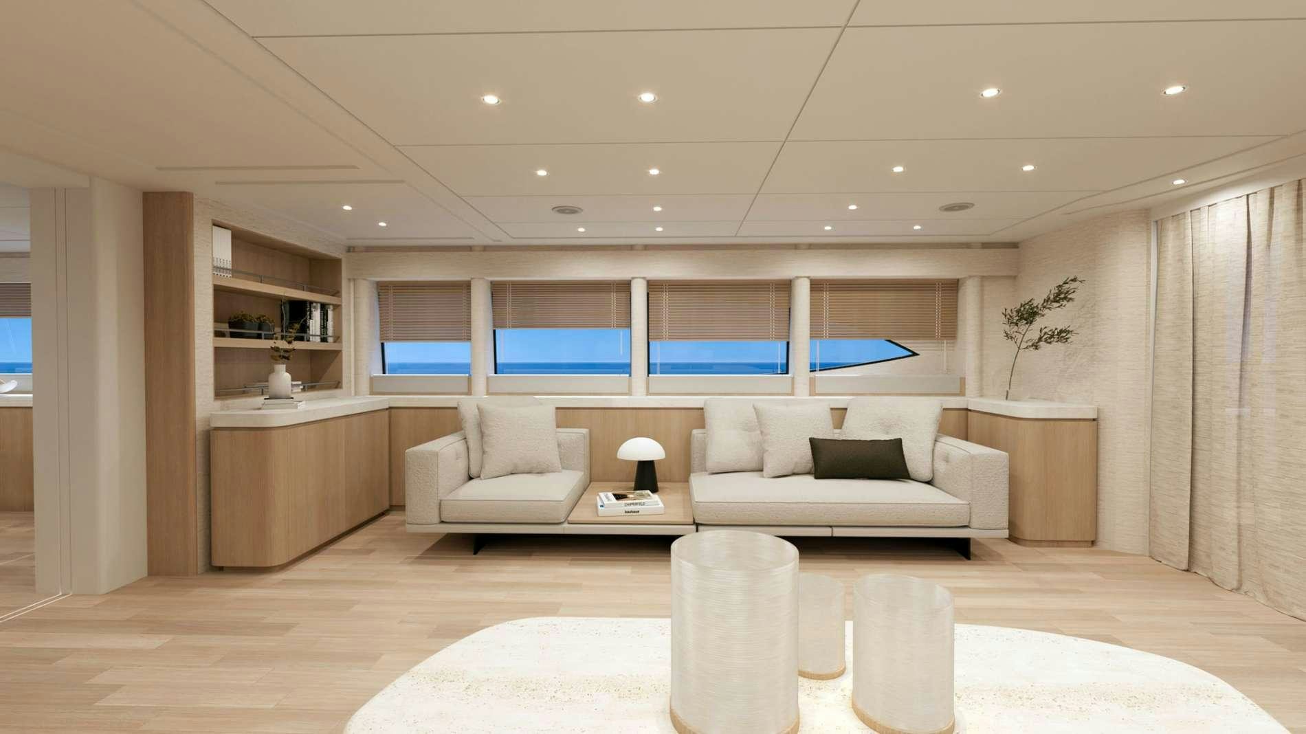 a room with a couch and a table aboard PARADISE Yacht for Charter