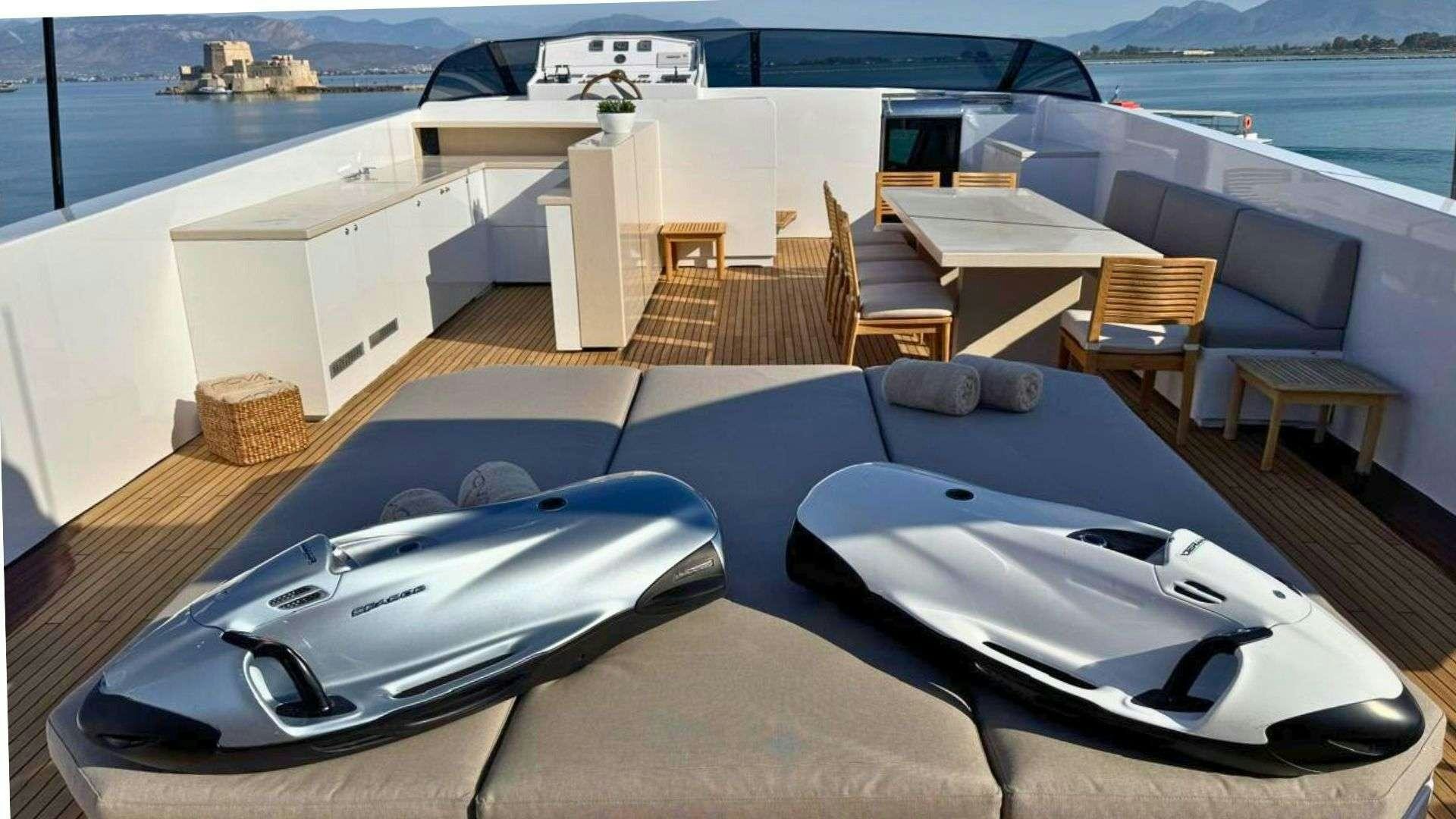 a boat on the water aboard NOVA Yacht for Charter