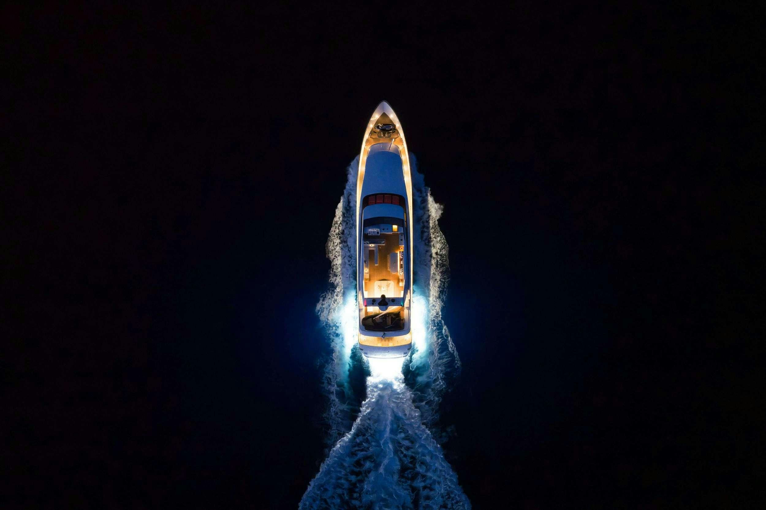 a rocket blasting off aboard NOVA Yacht for Charter