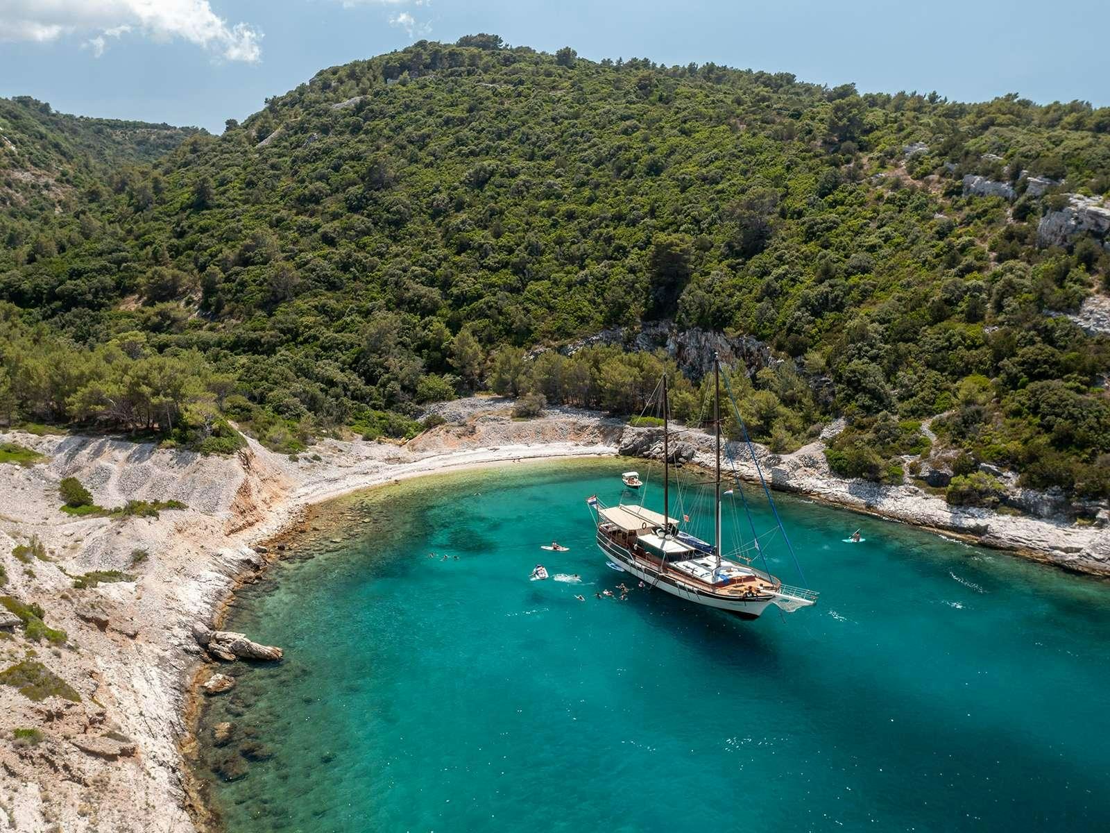a boat on a body of water aboard ELEGANZA Yacht for Charter