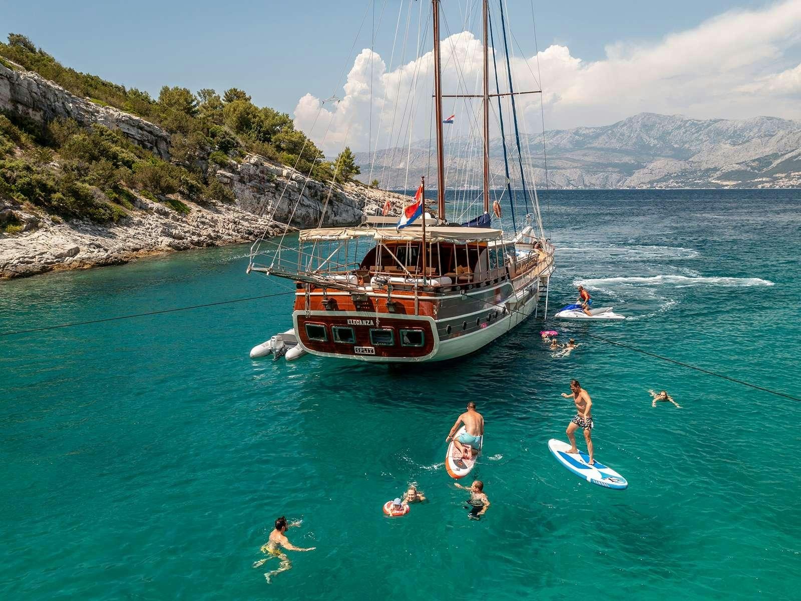 a boat in the water aboard ELEGANZA Yacht for Charter