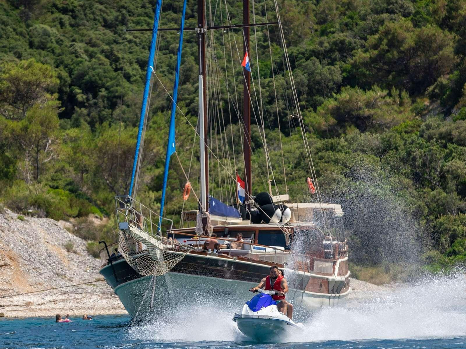 a boat on the water aboard ELEGANZA Yacht for Charter