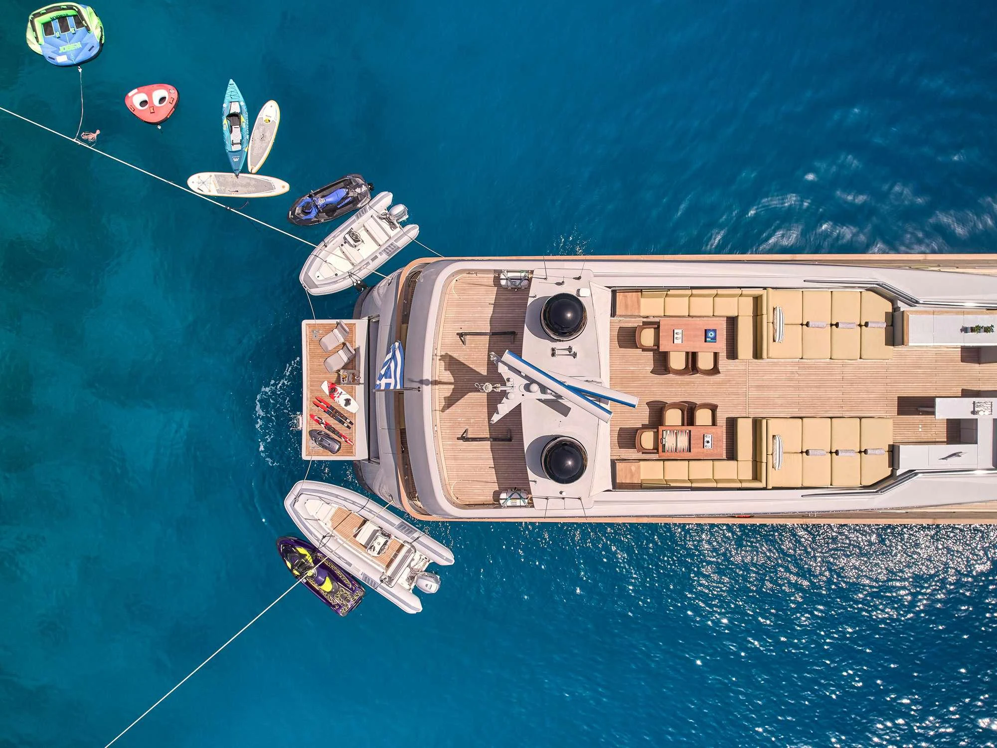 a satellite above a body of water aboard KINTARO Yacht for Charter