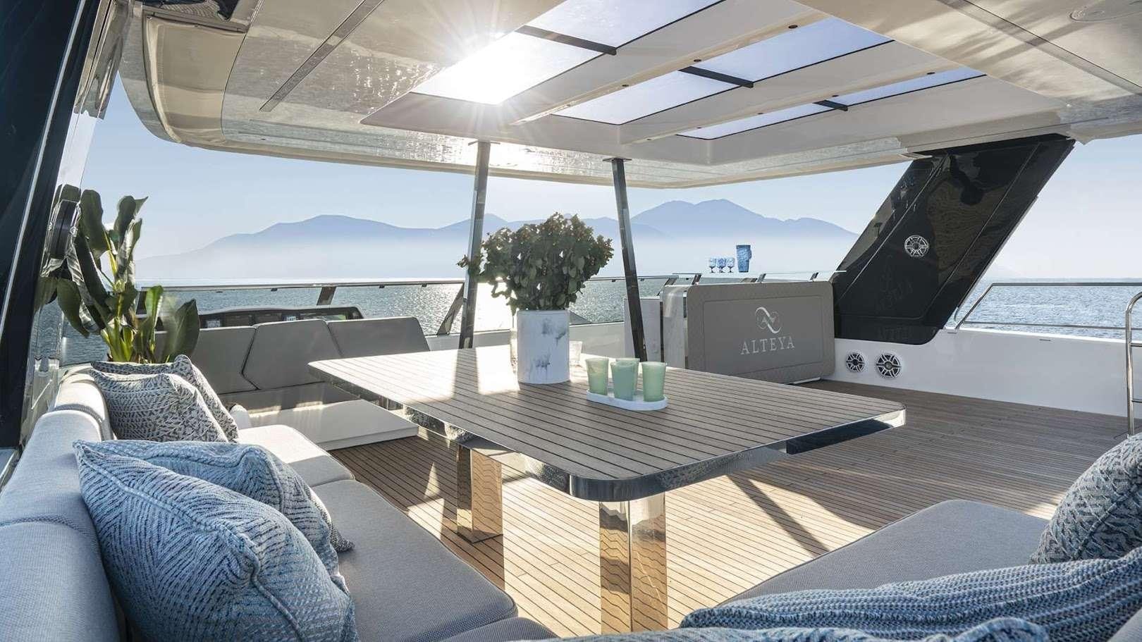 a table on a boat aboard ALTEYA Yacht for Charter